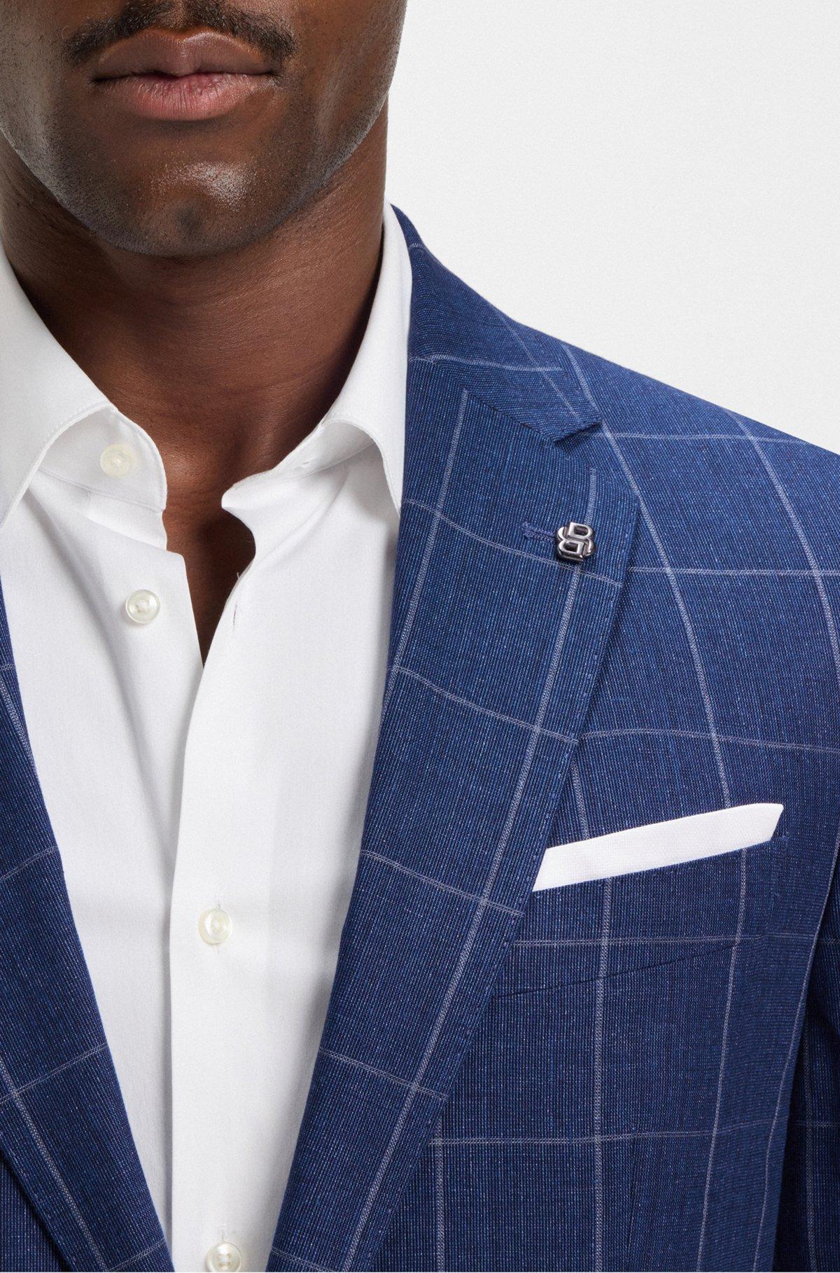 Slim-fit jacket in a checked linen blend Product Image