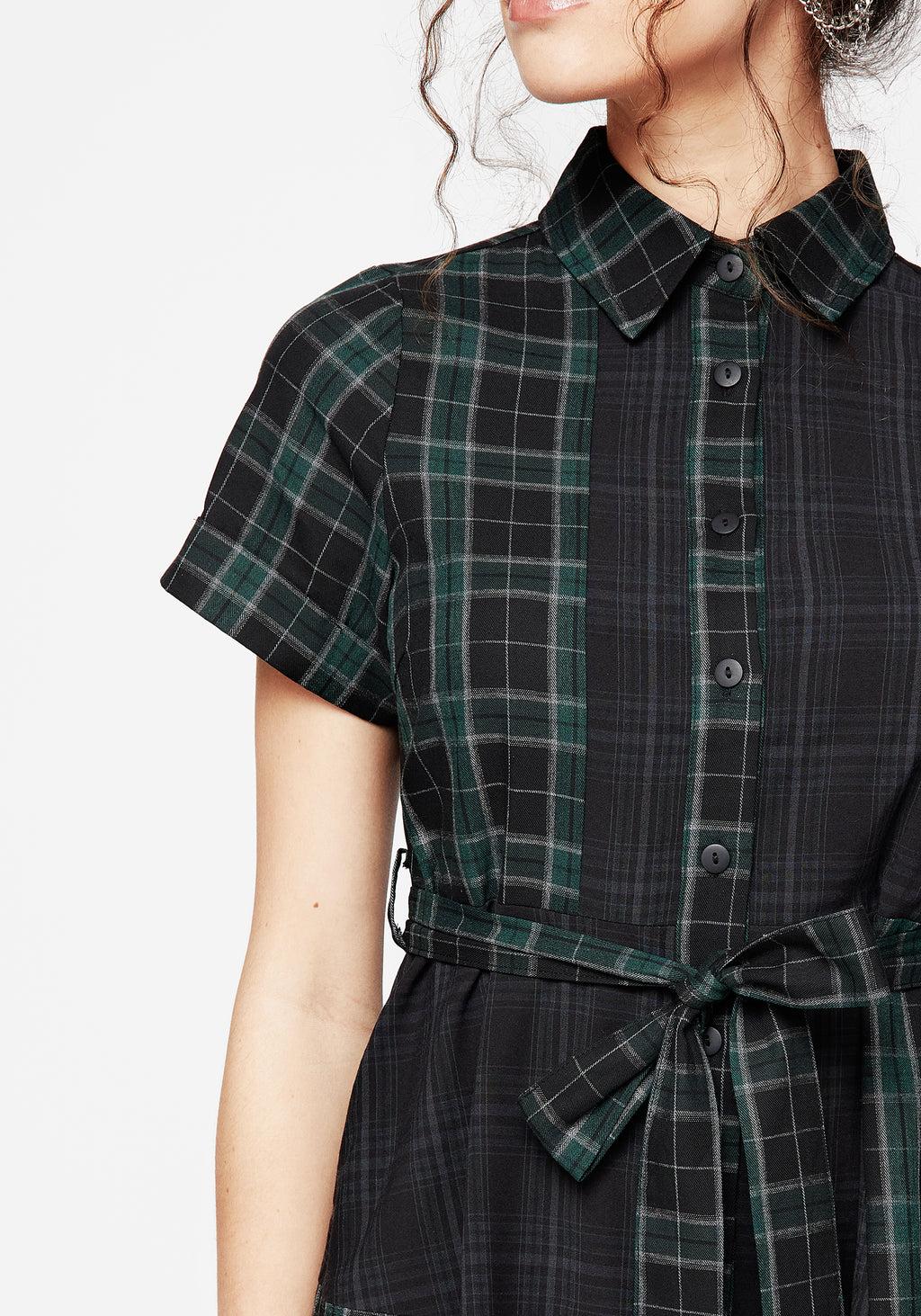 Analogue Check Cotton Mini Shirt Dress Product Image