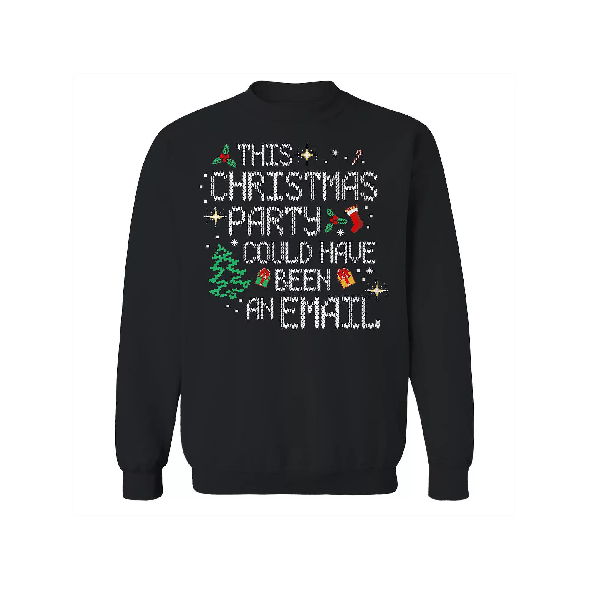 Men's Christmas Sweater Party Email Graphic Sweatshirt, Size: XXL, Black Product Image