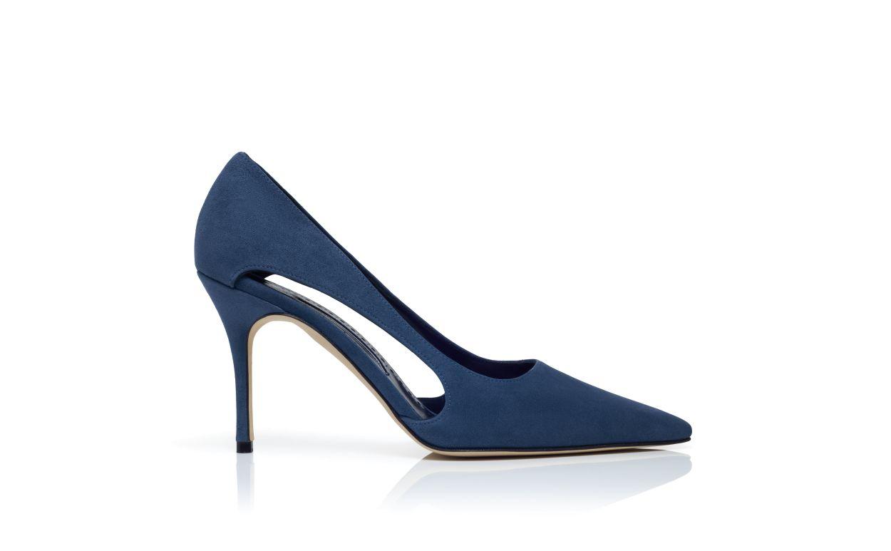 BOUKEFALOS Navy Blue Suede Cut Out Detail Pumps Product Image