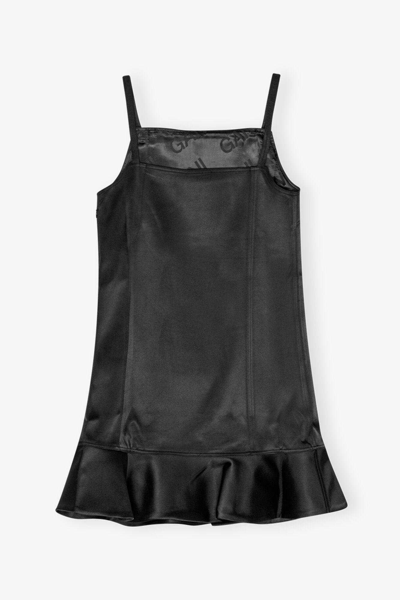 Black Duchesse Satin Mini Dress Product Image