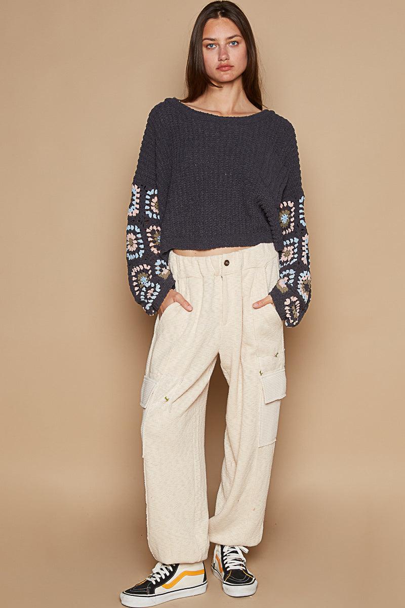 Crochet Sleeve Pullover Product Image