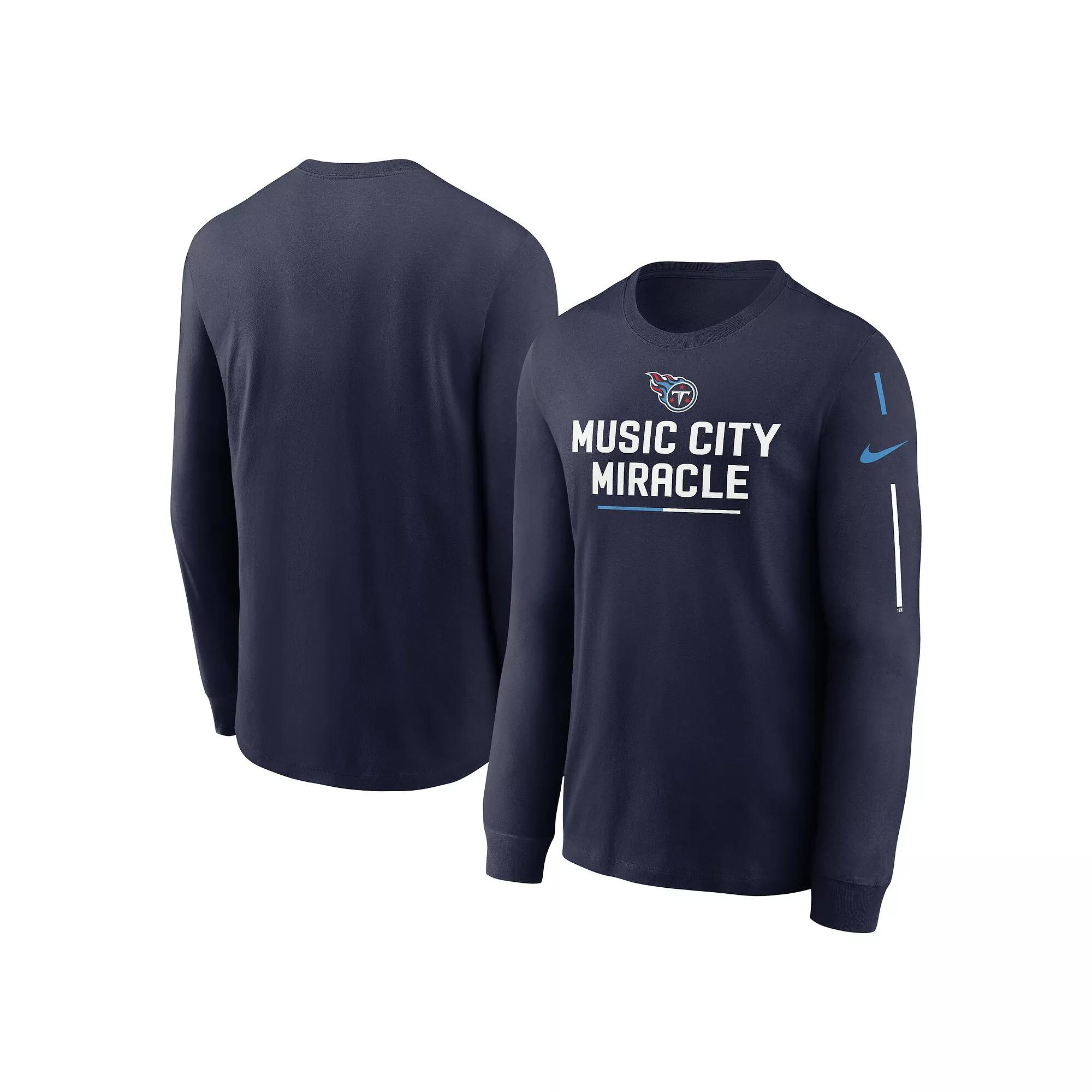 Men's Nike Navy Tennessee Titans Team Slogan Long Sleeve T-Shirt, Size: XL, Blue Product Image