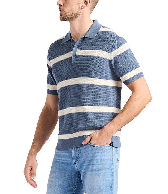 Buffalo David Bitton Winder Striped Short Sleeve Knit Cable Polo Shirt Product Image