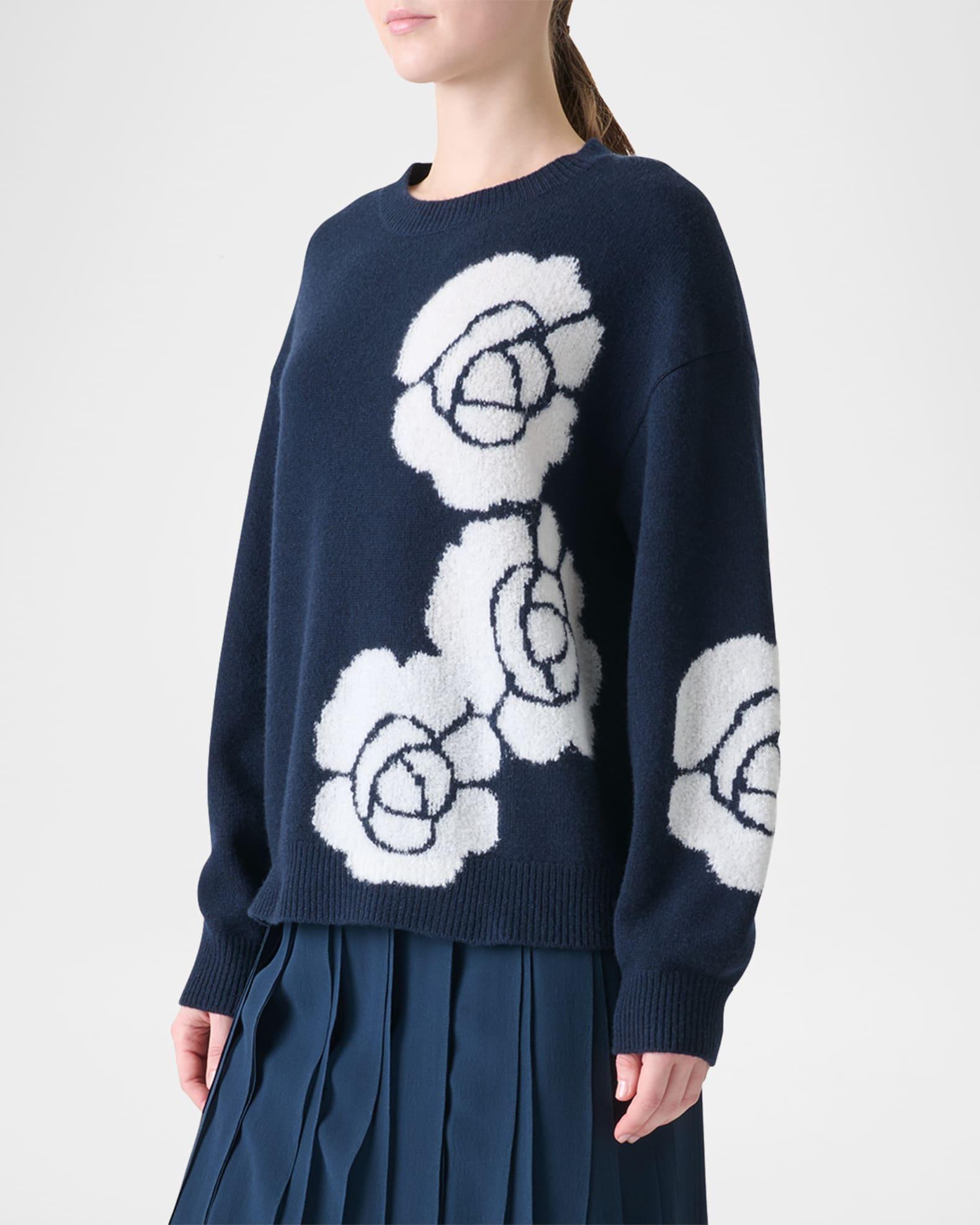 3D Anemone Intarsia Cashmere-Silk Sweater Product Image