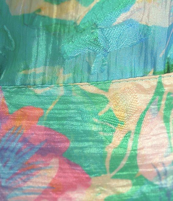 Abbey Glass Betty Ruffle Mock Neck Tie Waist Watercolor Floral Mini Dress Product Image