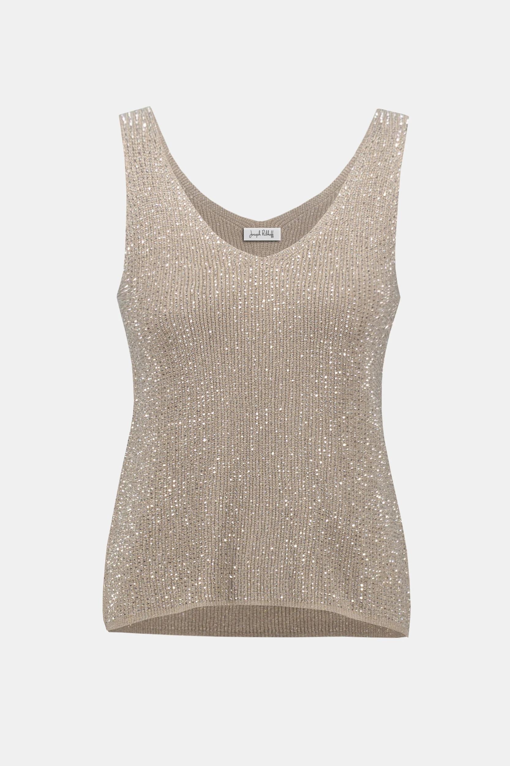 Metallic Knitted Camisole with Rhinestones- Champagne Product Image