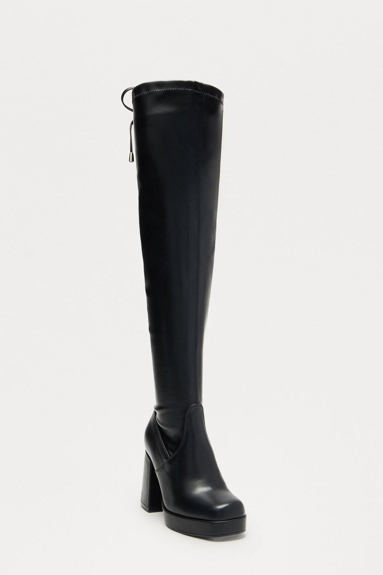 Dover Faux Leather Thigh High Boots - Black Female Product Image