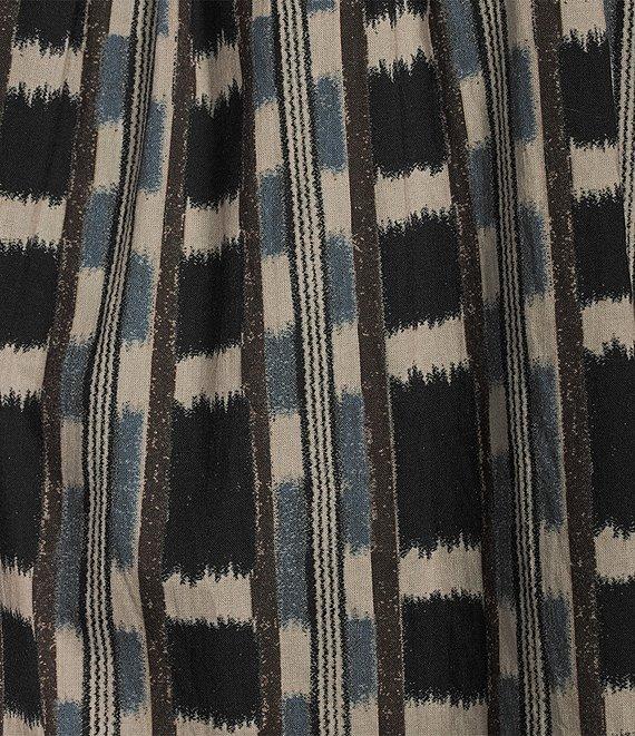 Ro's Garden Gemma Woven Print Mock Neck Smocked Chest Long Sleeve Blouse Product Image