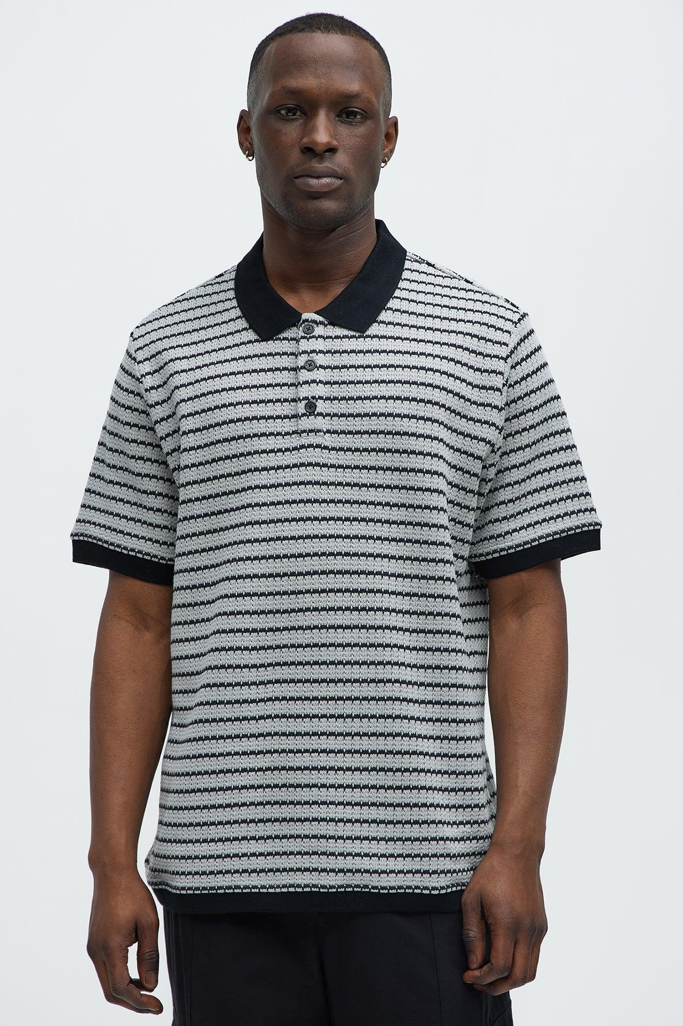 Blake Textured Striped Polo - Grey/combo Product Image