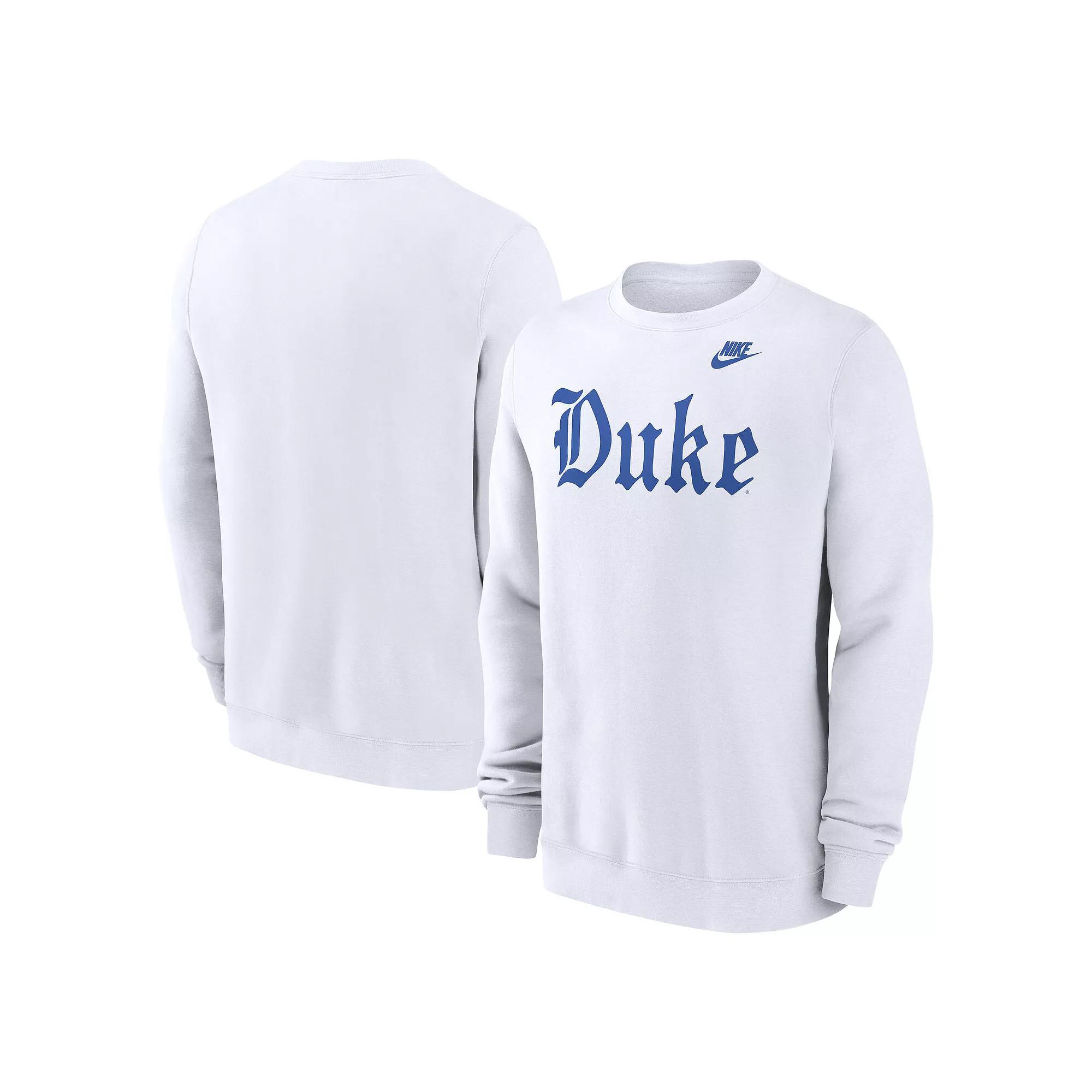 Men's Nike White Duke Blue Devils Old English Pullover Sweatshirt, Size: XL Product Image