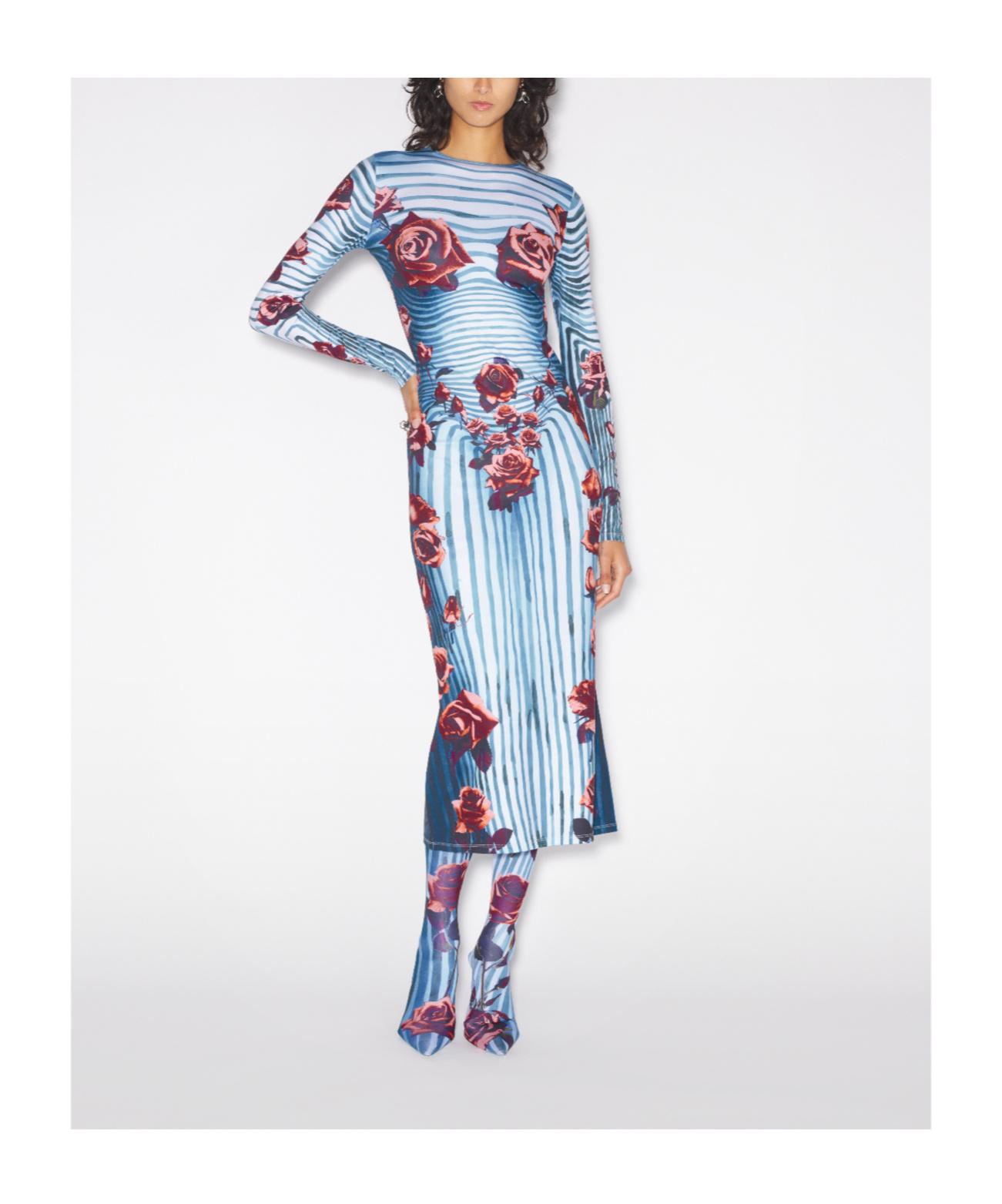 JEAN PAUL GAULTIER Floral Jersey Midi Dress In Blue Product Image