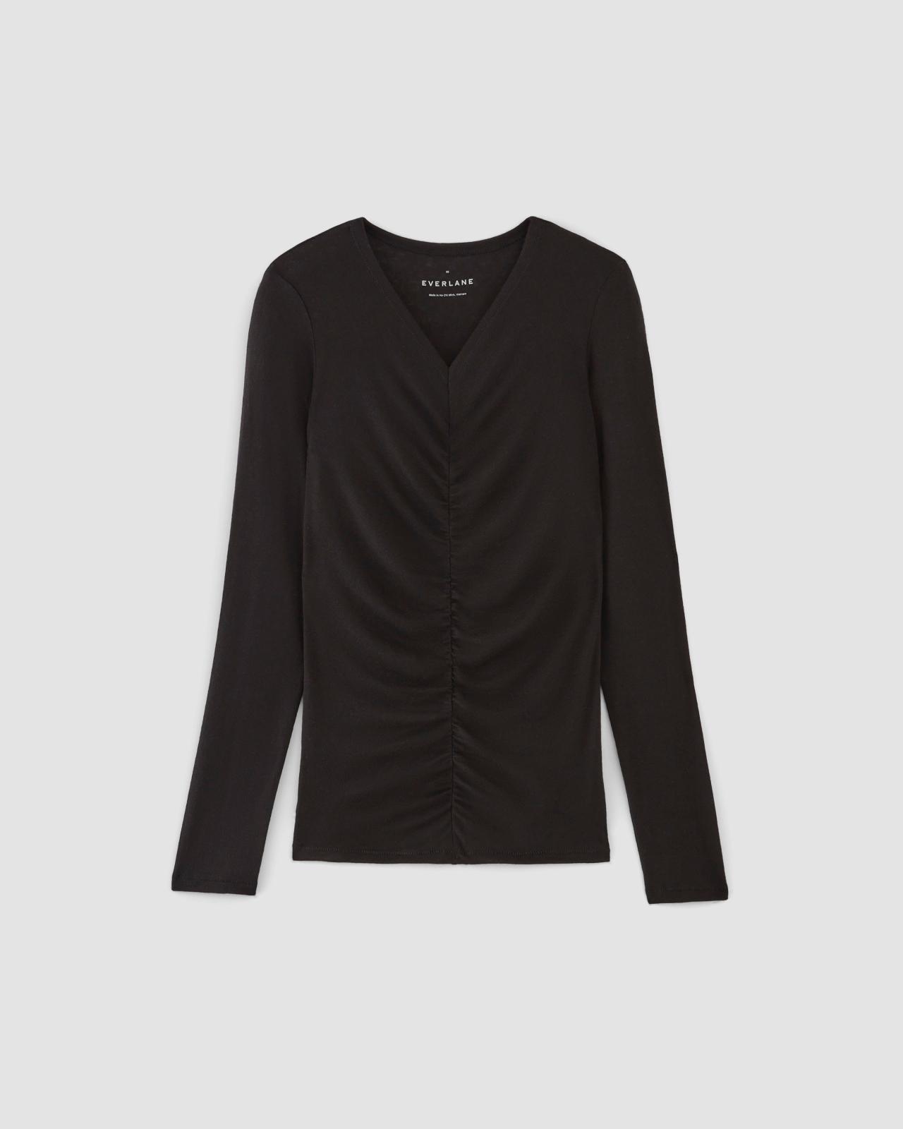 Womens Ruched V-Neck T-Shirt in Butterluxe by Everlane Product Image