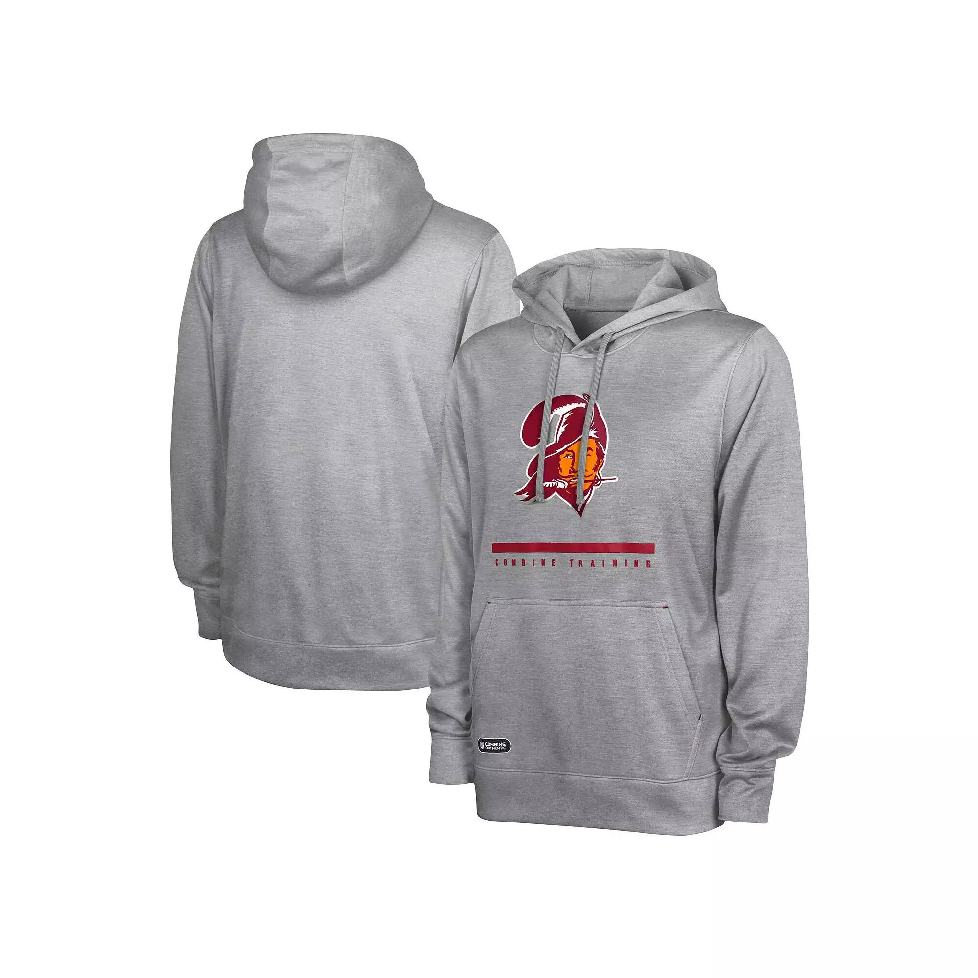 Men's Heather Gray Tampa Bay Buccaneers Grid Drill Streak Fleece Pullover Hoodie, Size: Small, Grey Product Image