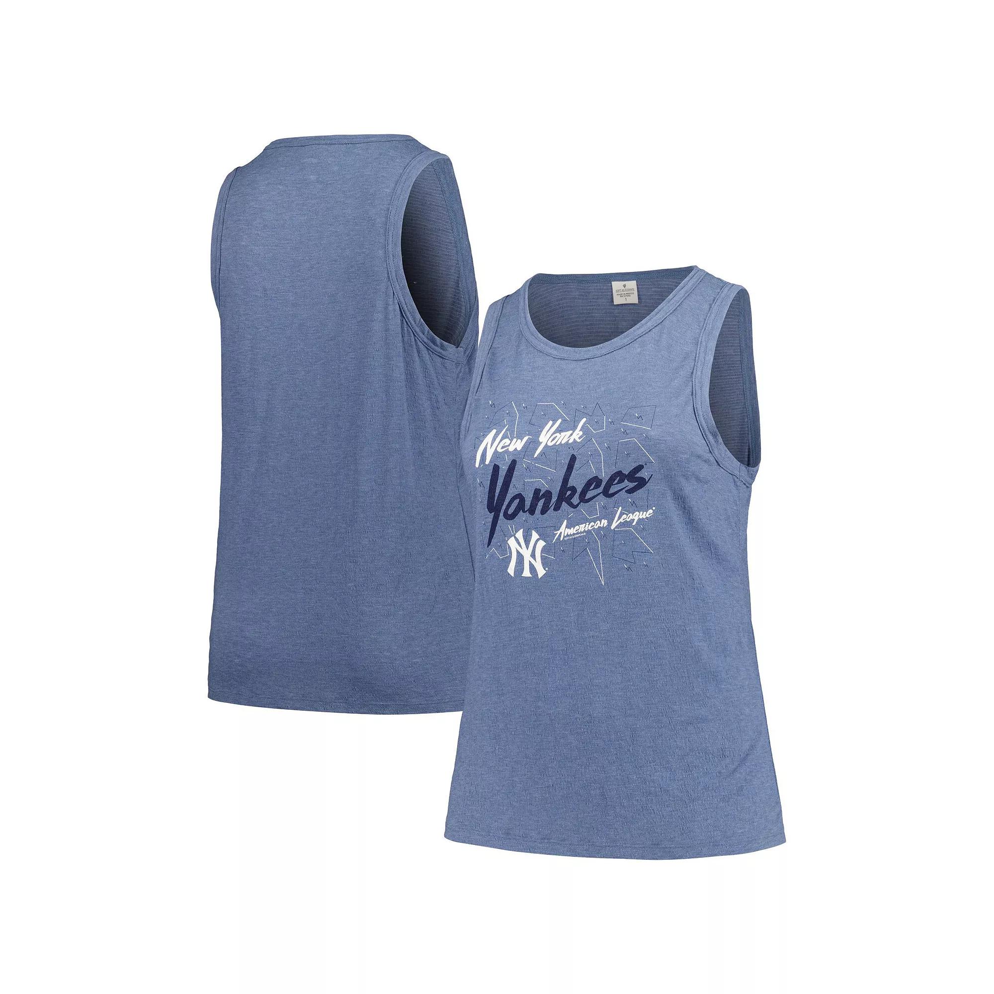 Women's Soft as a Grape Navy New York Yankees Plus Size Curvy High Neck Tri-Blend Tank Top, Size: 2XL, Blue Product Image