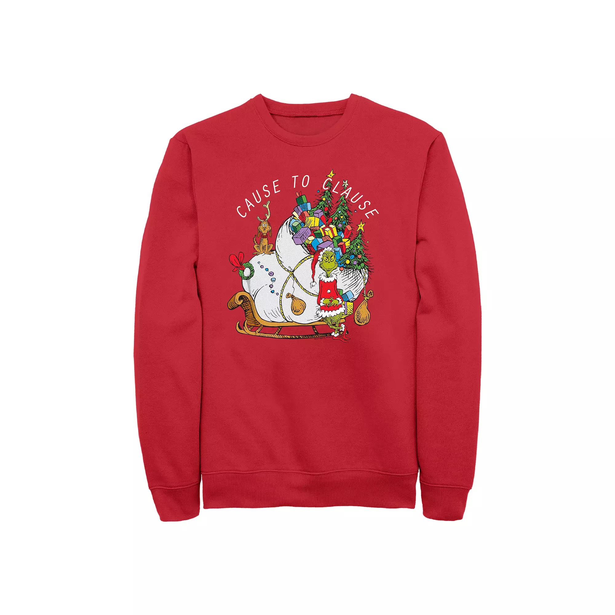 Men's Dr. Seuss Grinch Cause To Clause Fleece Sweatshirt,  Product Image