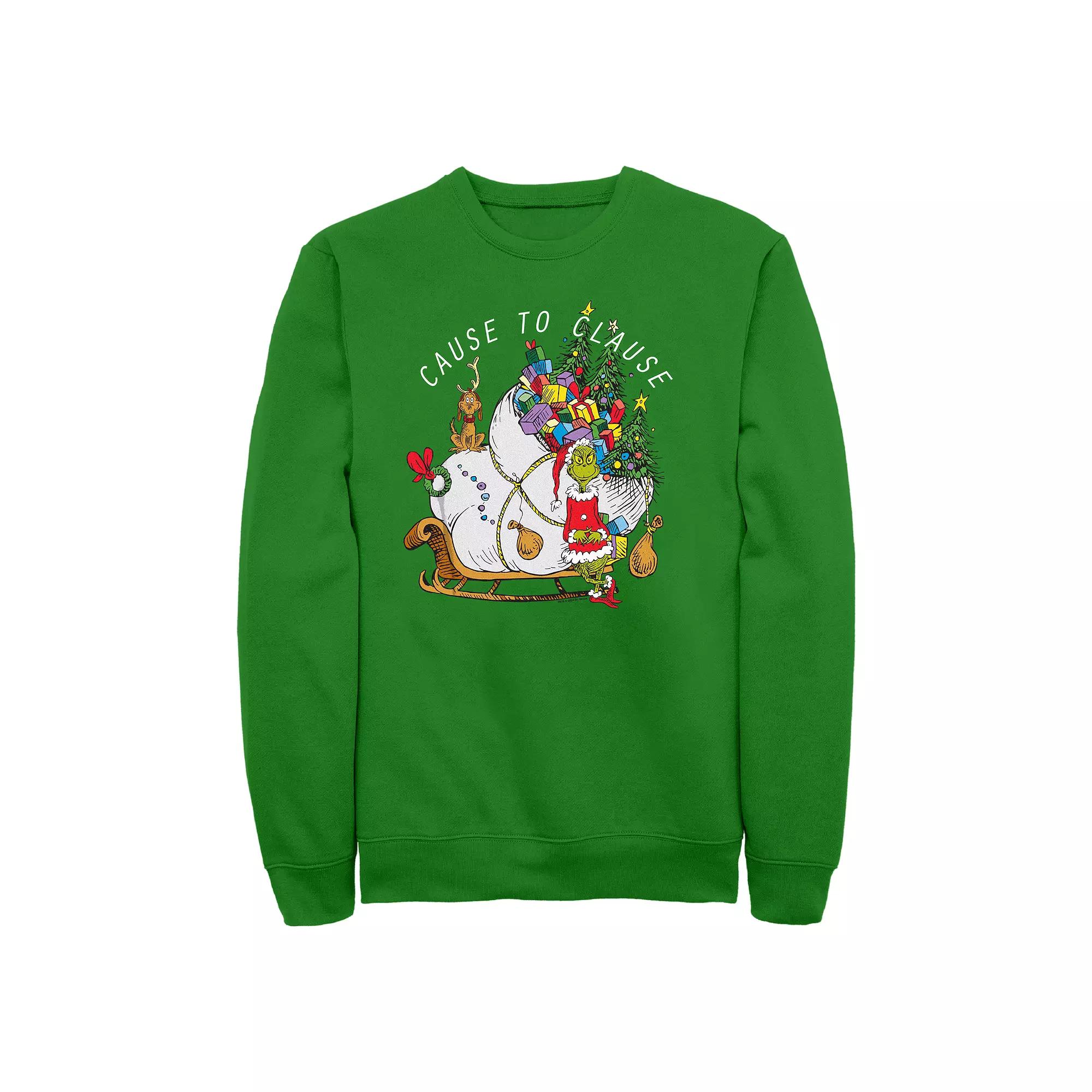 Men's Dr. Seuss Grinch Cause To Clause Fleece Sweatshirt,  Product Image
