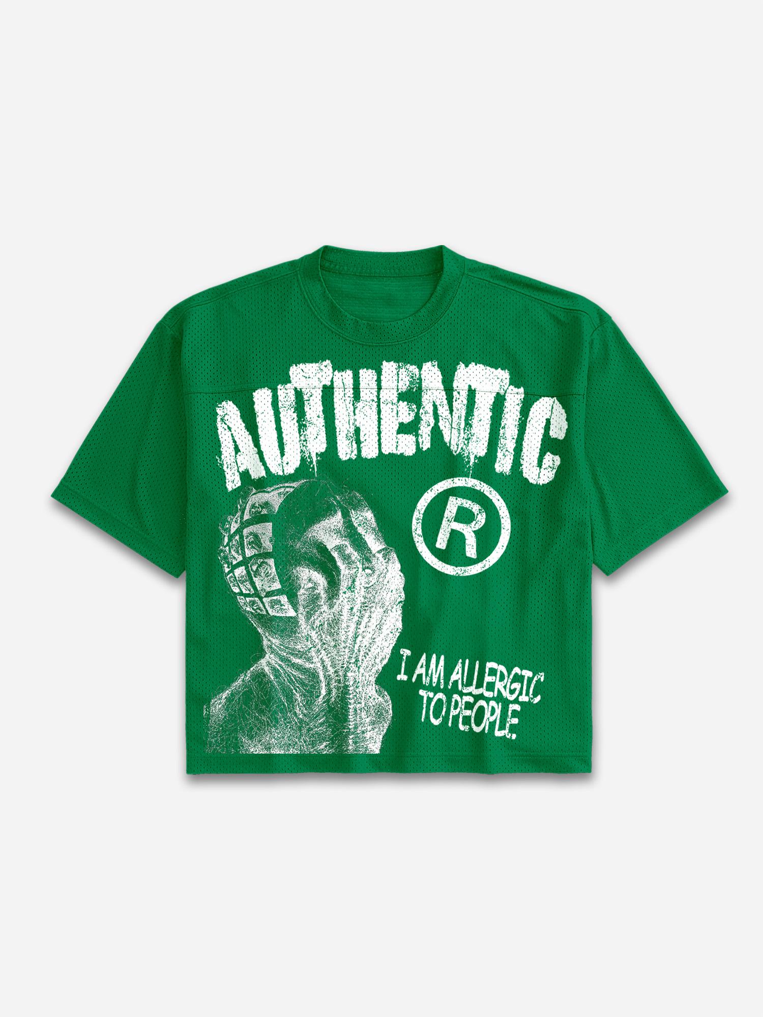 I Am Allergic To People Graphic Print Mesh Football Jersey T-shirt Product Image