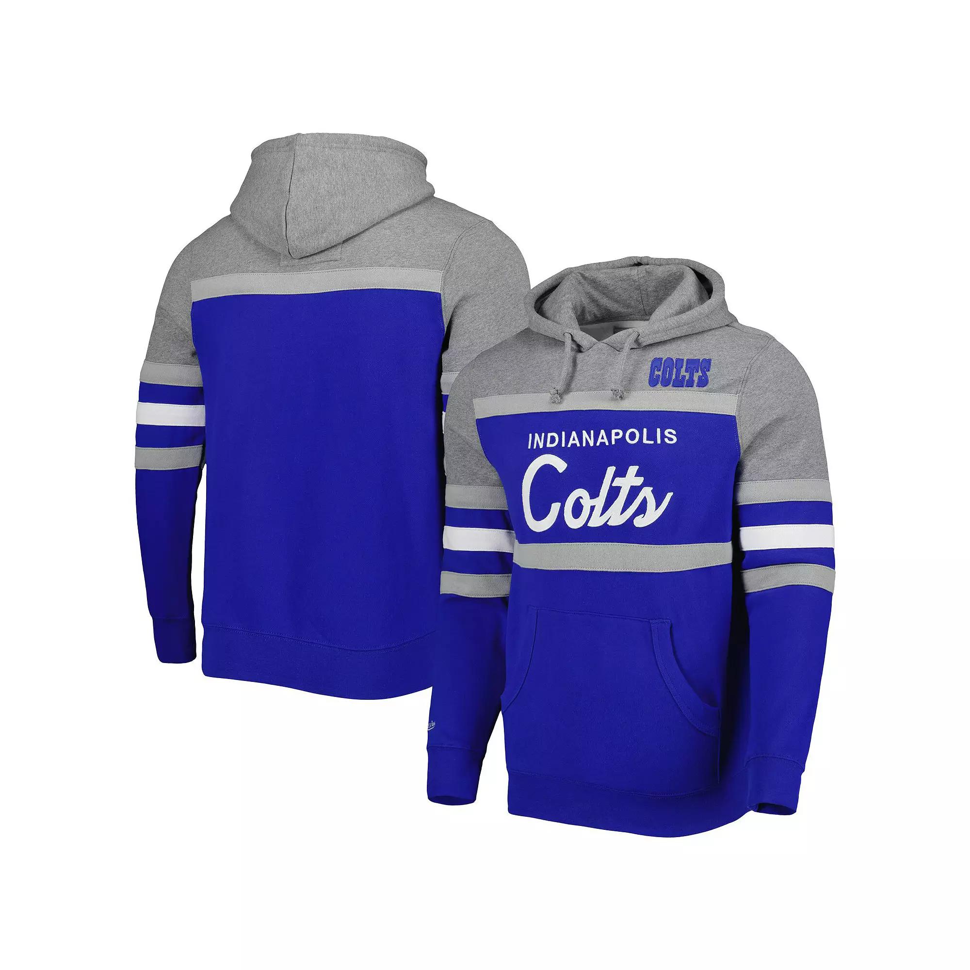 Men's Mitchell & Ness Royal/Heathered Gray Indianapolis Colts Head Coach Pullover Hoodie,  Product Image
