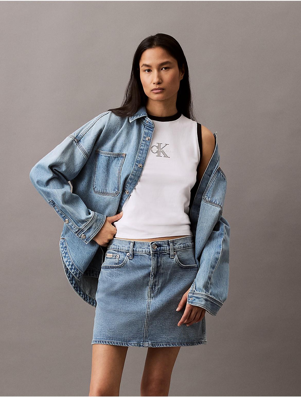 Calvin Klein Womens Denim Mini Skirt - White Product Image