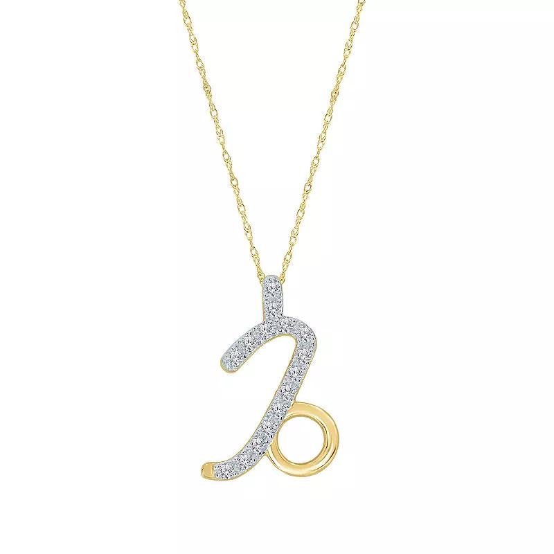 Sterling Silver 1/10 Carat T.W. Diamond Pave Capricorn Zodiac Pendant Necklace, Women's, Two Tone Product Image