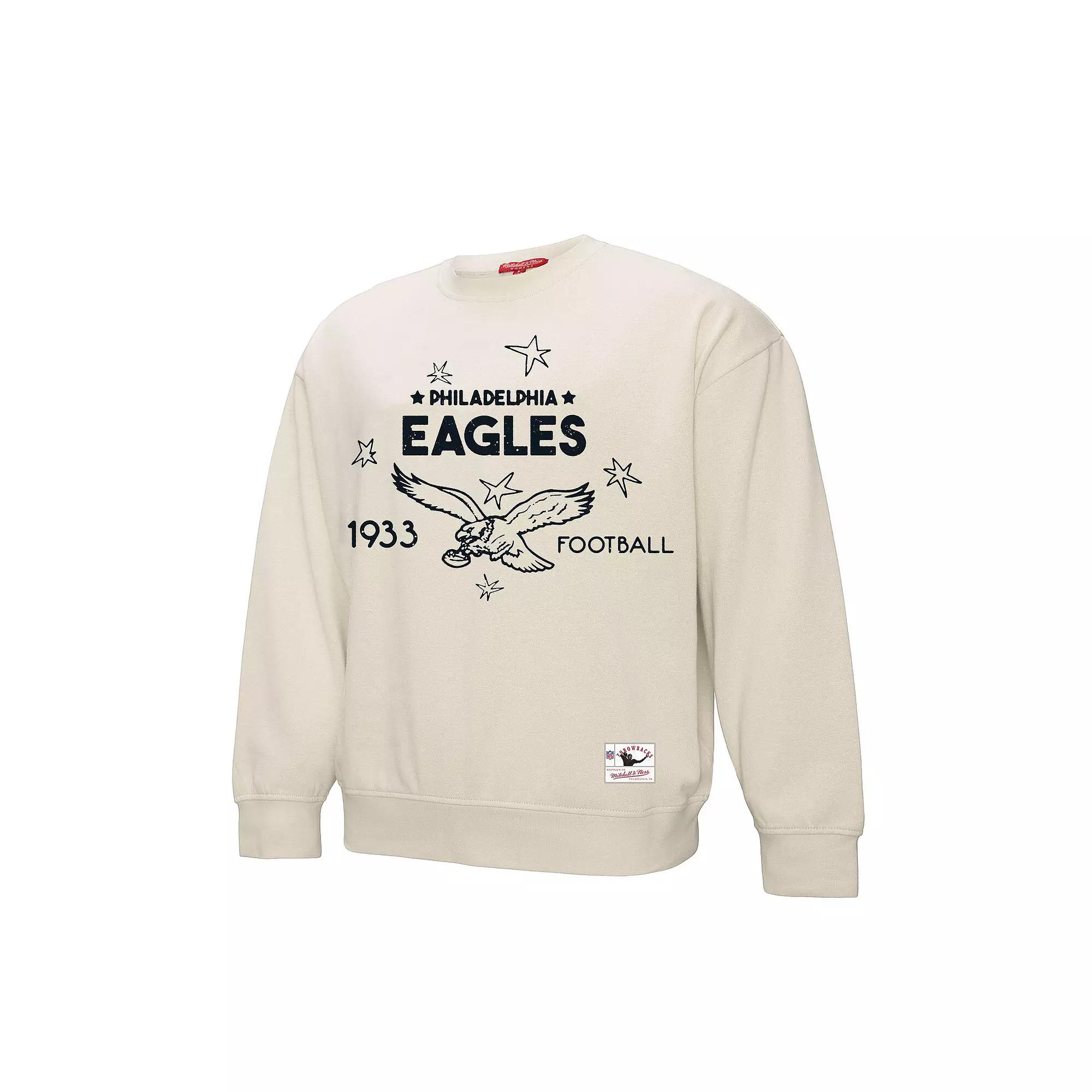 Women's Mitchell & Ness Cream Philadelphia Eagles Shooting Stars Pullover Sweatshirt, Size: 2XL, Beige Product Image