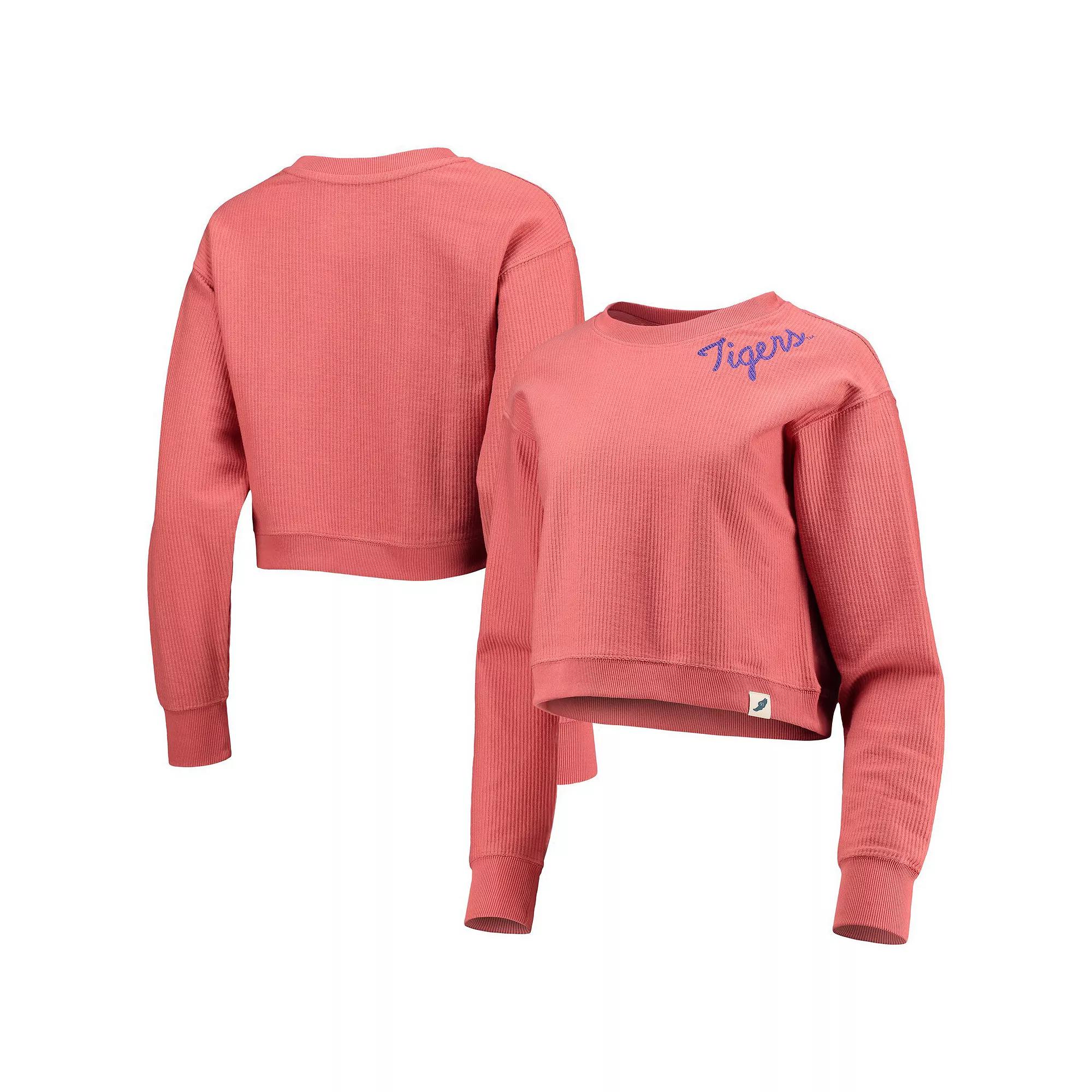 Women's League Collegiate Wear Orange Clemson Tigers Corded Timber Cropped Pullover Sweatshirt,  Product Image