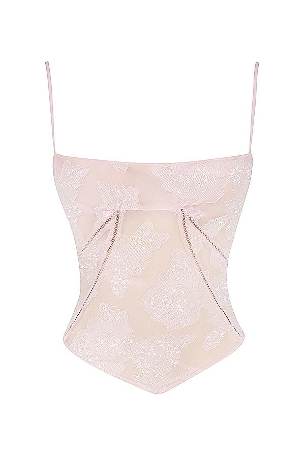 Lisette  pink floral lace camisole Product Image