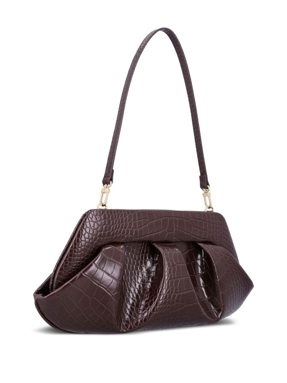 Emera croco-embossed pleated clutch Product Image