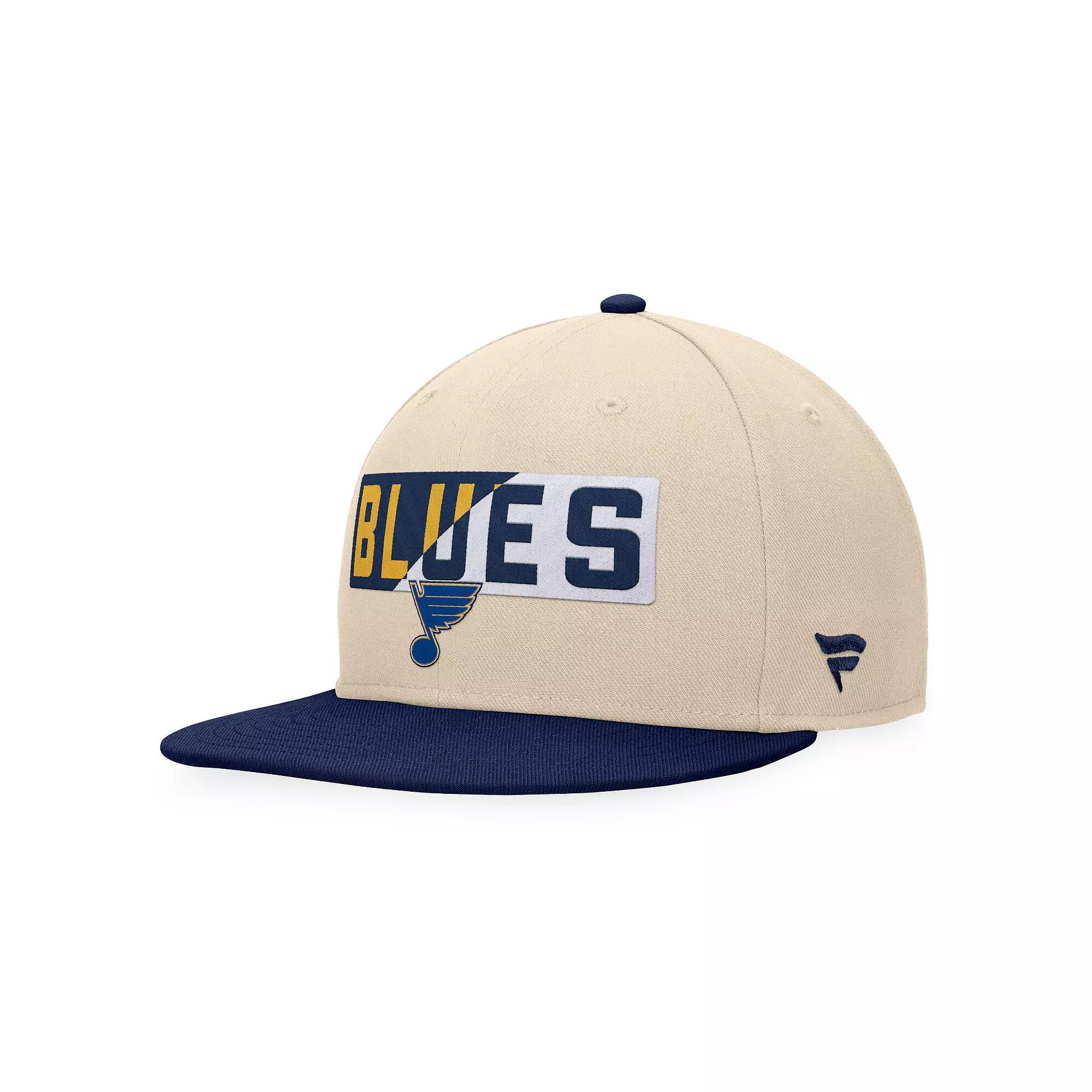 Men's Fanatics Branded Cream/Navy St. Louis Blues Goalaso Snapback Hat, Beige Product Image