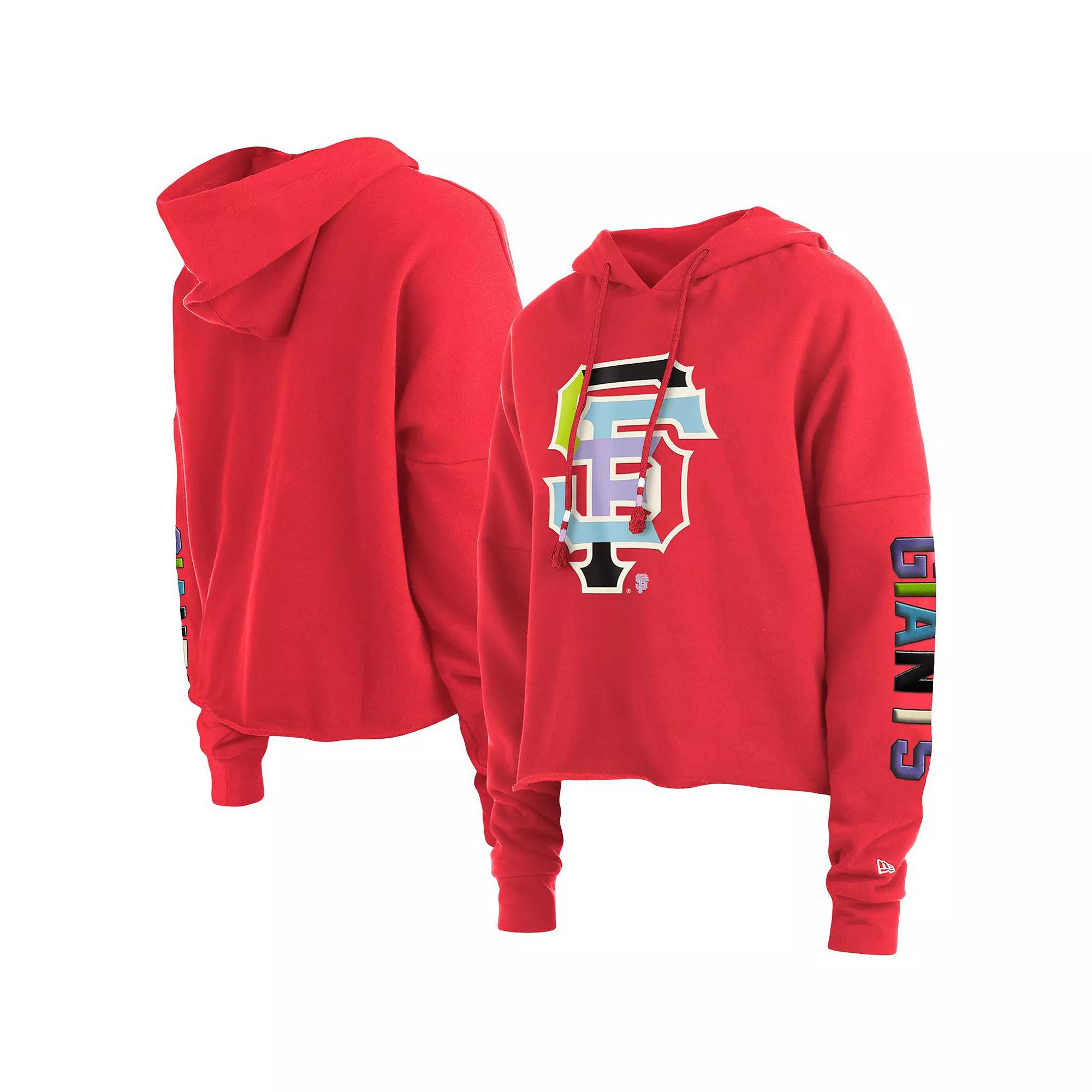 Women's New Era Red San Francisco Giants Fashion High Hip Pullover Hoodie,  Product Image