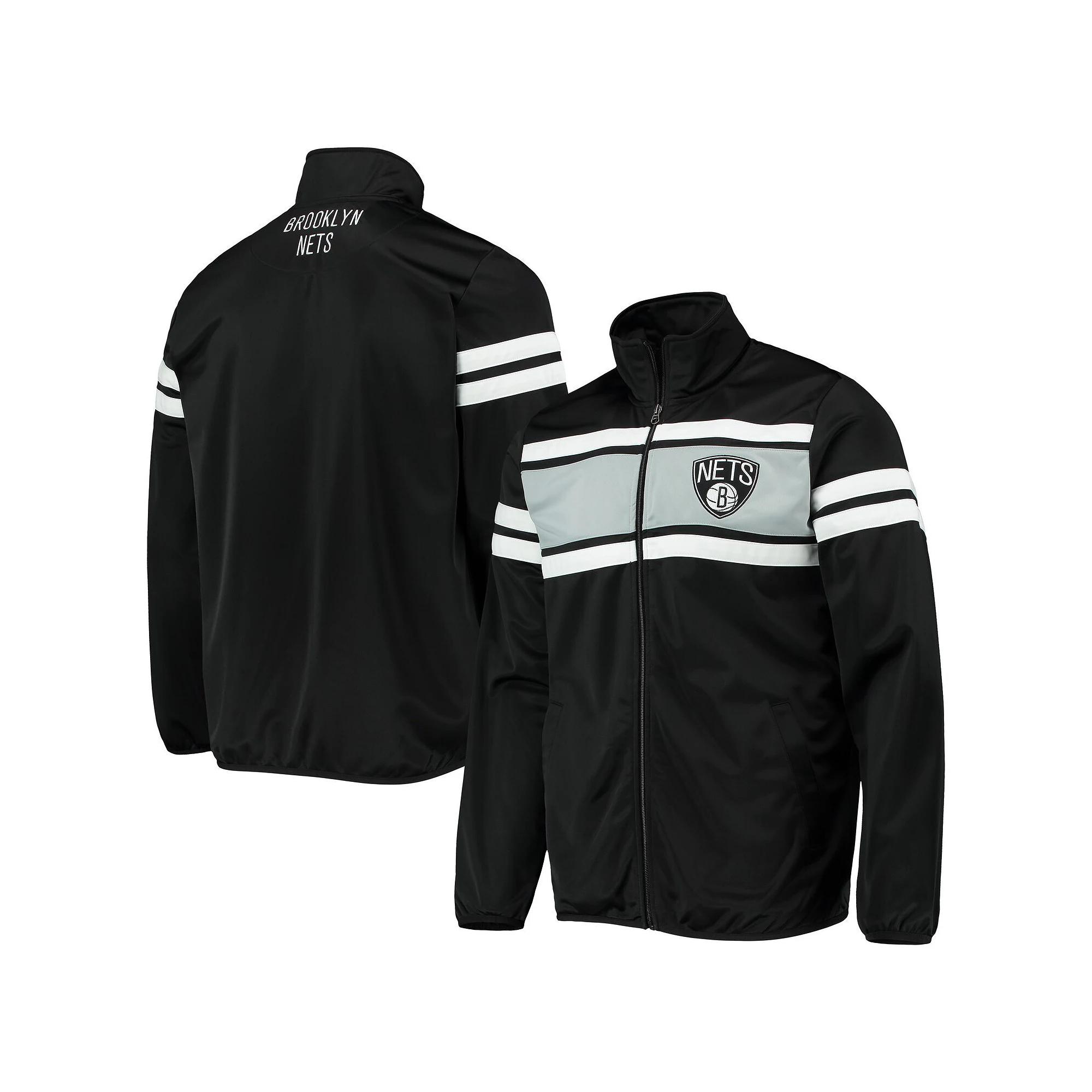 Men's G-III Sports by Carl Banks Black Brooklyn Nets Power Pitcher Full-Zip Track Jacket, Size: Large Product Image