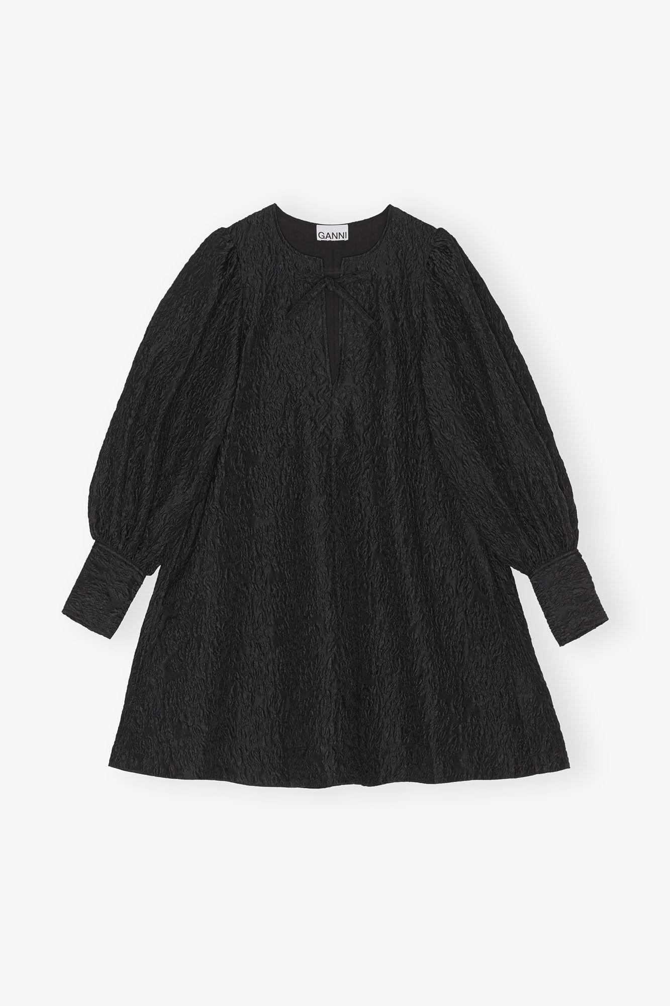 Black Jacquard Organza Mini Dress Product Image