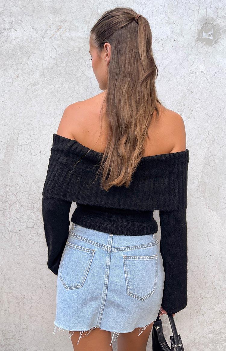 Joey Black Off Shoulder Sweater Product Image