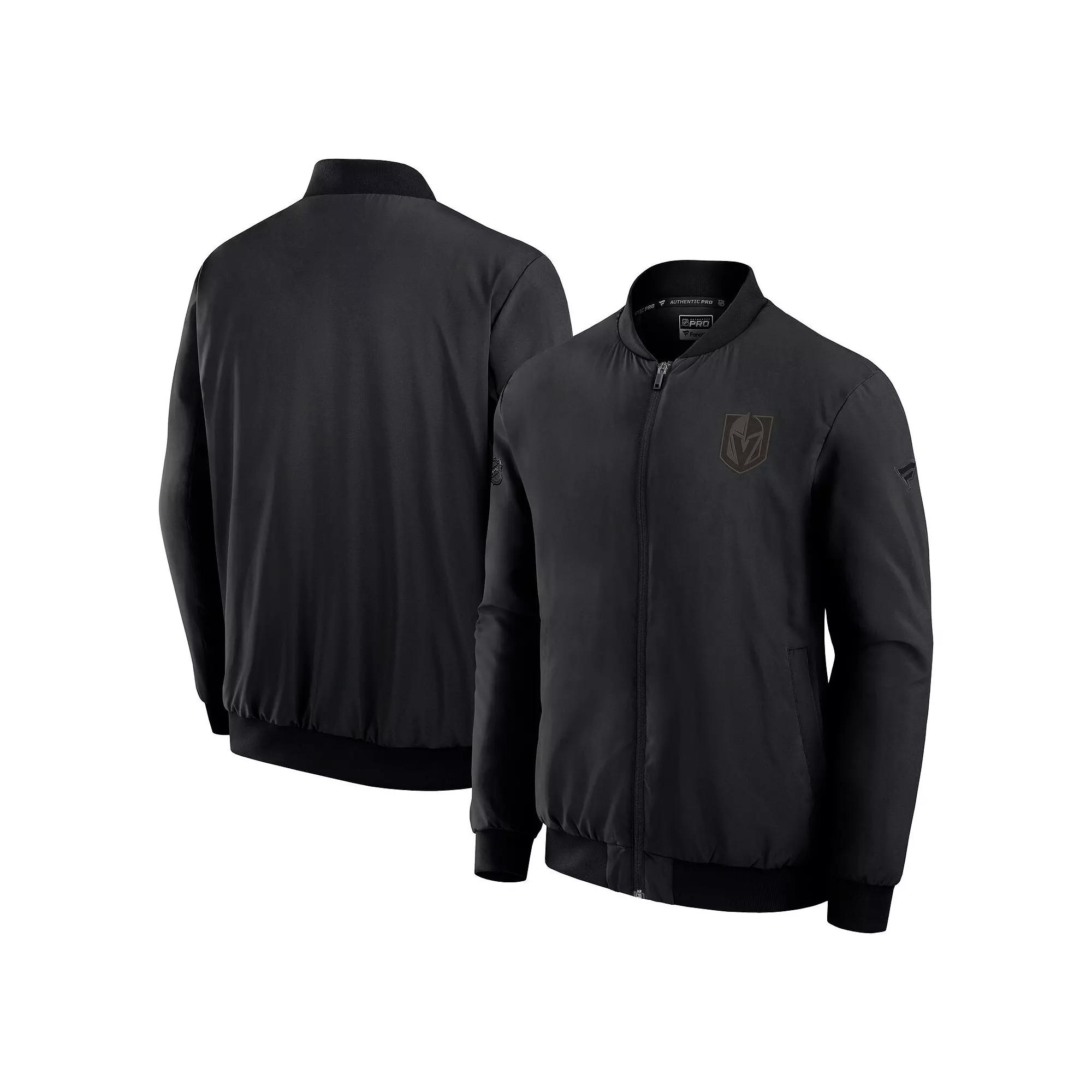 Men's Fanatics Black Chicago Blackhawks Authentic Pro Road Lightweight Full-Zip Bomber Jacket,  Product Image