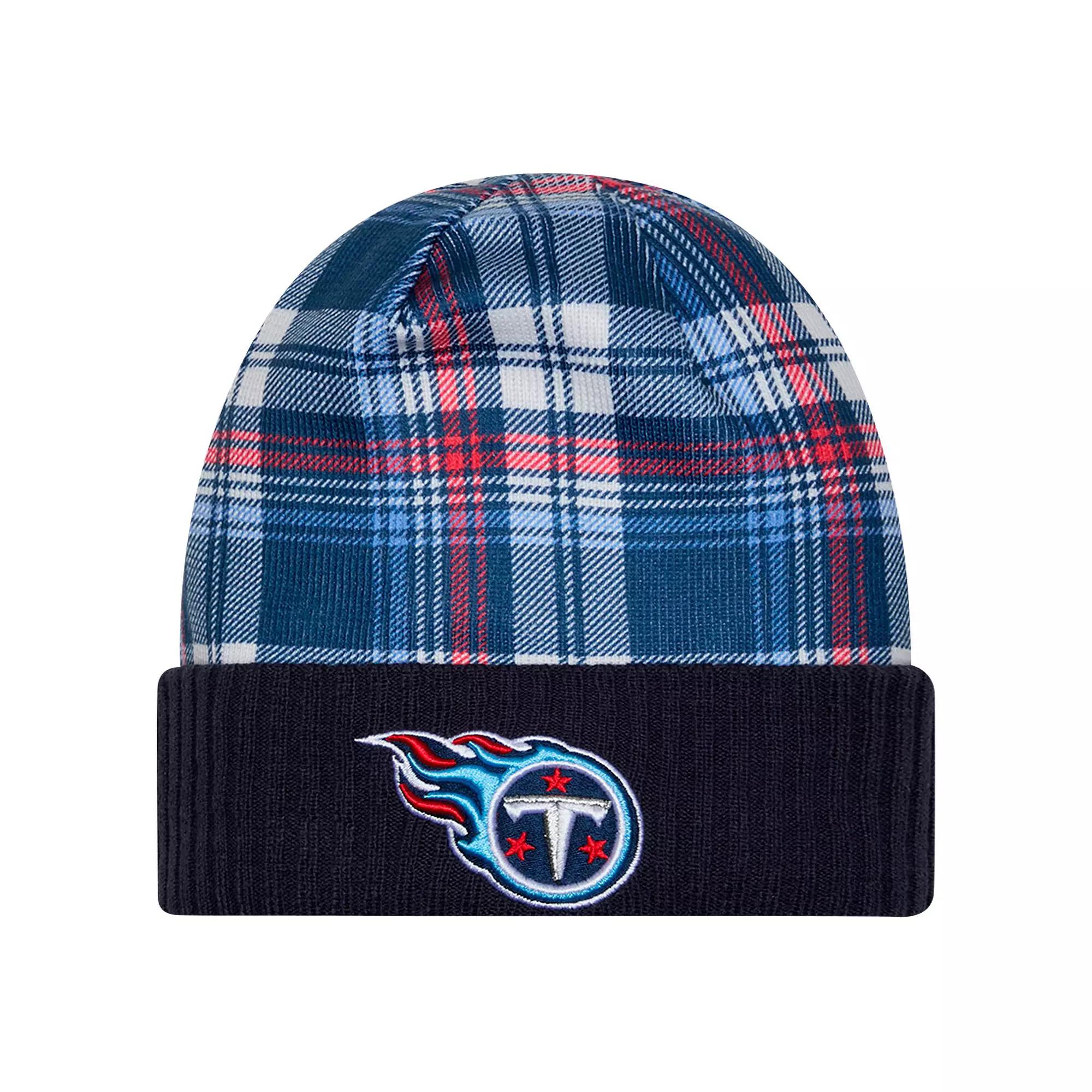 Men's New Era  Navy Tennessee Titans Sideline Statement Cuffed Knit Hat, Blue Product Image