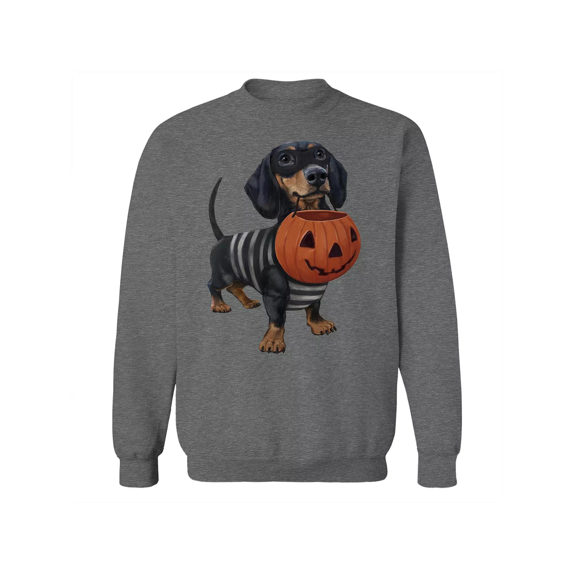 Junior's Happy Halloweenie Graphic Fleece Sweatshirt, Women's, Size: Large, Grey Heather Product Image