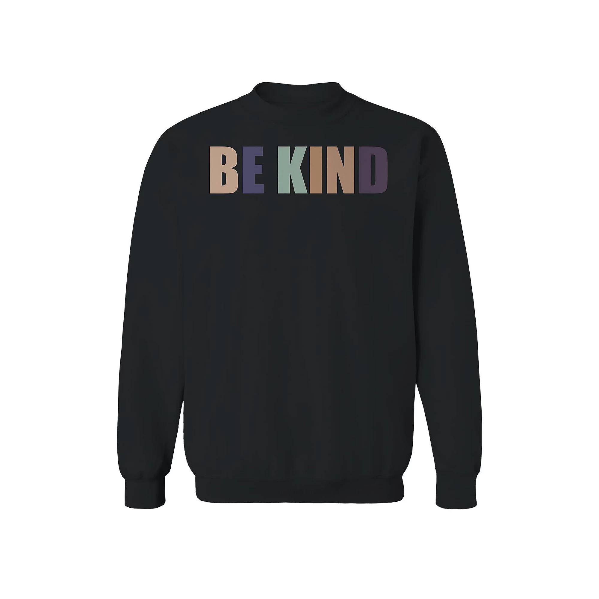 Men's Be Kind Colorful Text Graphic Fleece Sweatshirt, Size: Large, Sport Gray Product Image