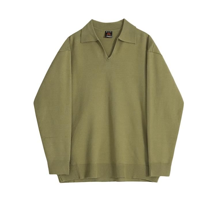 RT No. 11521 GREEN V-NECK POLO SWEATER Product Image