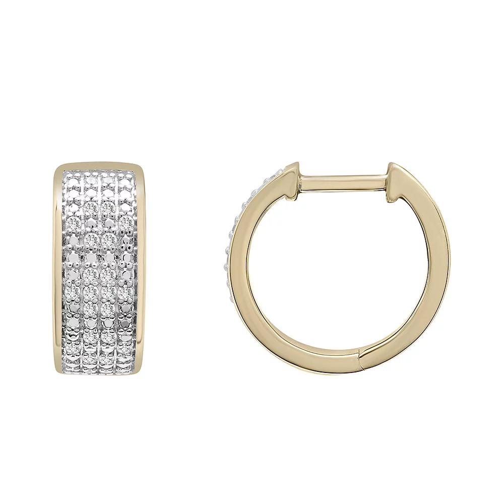 Gold Over Silver 1/4 Carat T.W. Diamond Multi-Row Hoop Earrings, Women's, Gold Tone Product Image