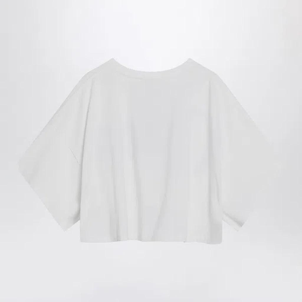 CHLOÉ White Cropped Crewneck T-shirt With Maxi Logo Print On The Front In Cotton Woman In Multicolor Product Image