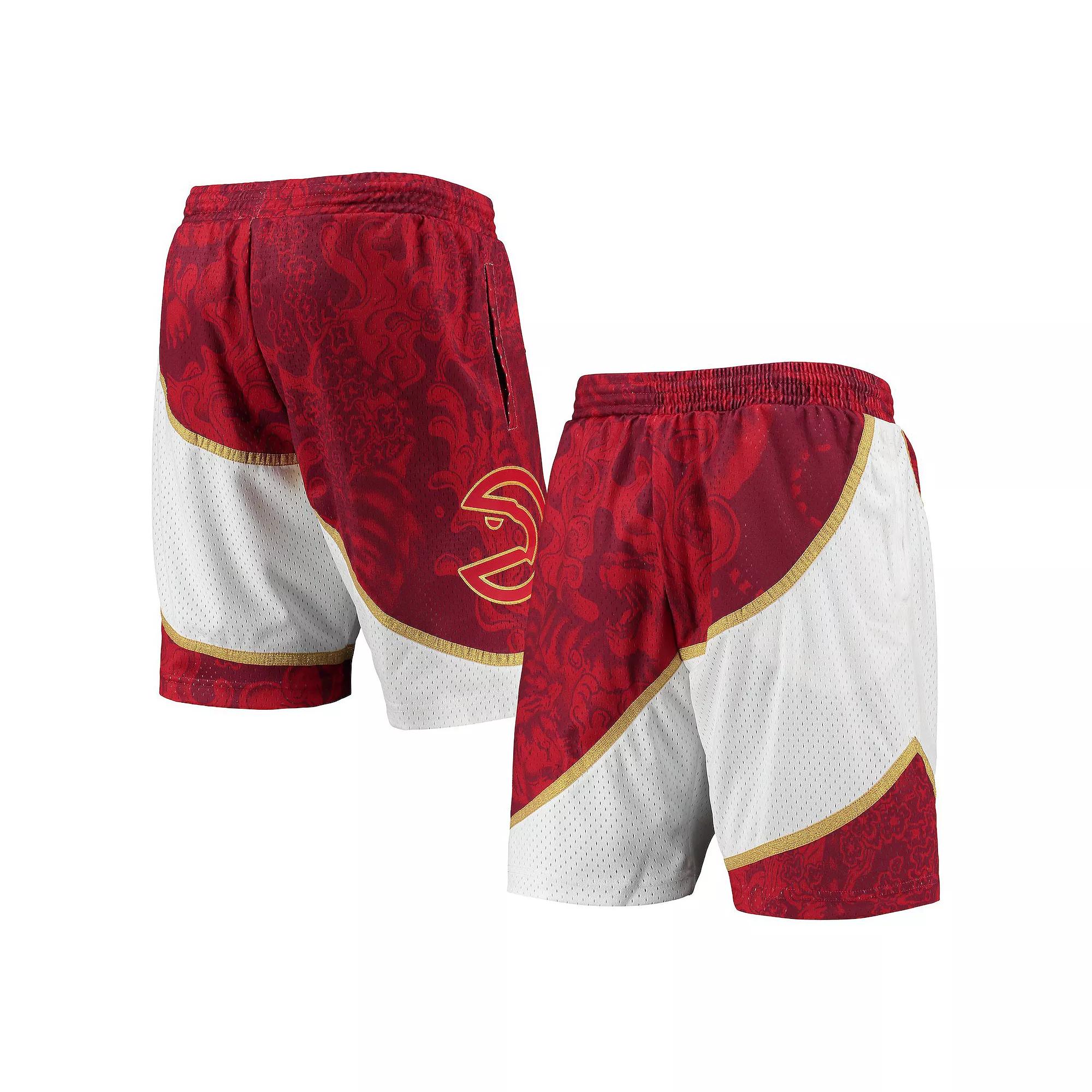 Men's Mitchell & Ness Red Atlanta Hawks Hardwood Classics Lunar New Year Swingman Shorts,  Product Image