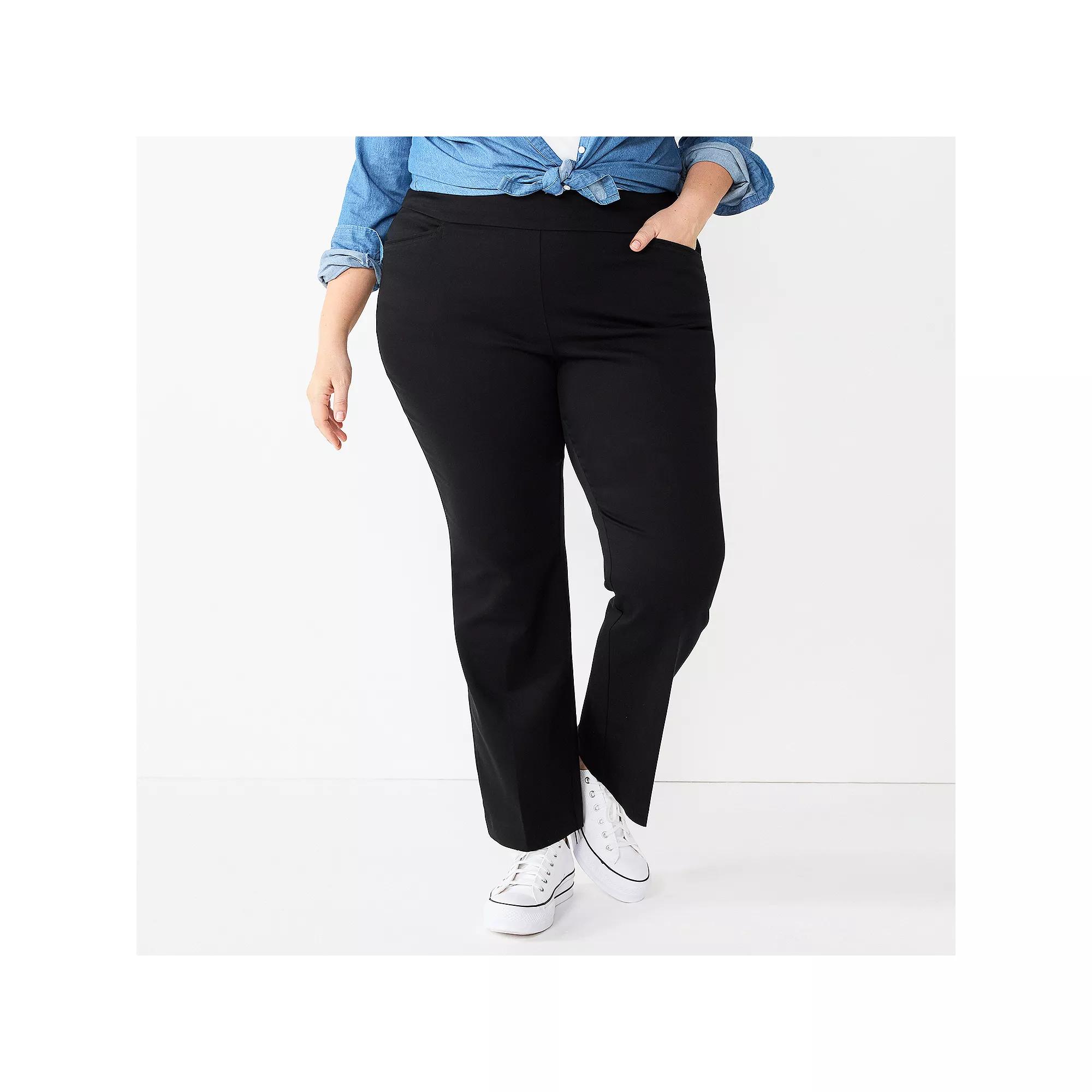 Plus Size Croft & Barrow® Effortless Stretch Pull-On Bootcut Pants, Women's, Size: 24 W, Black Product Image