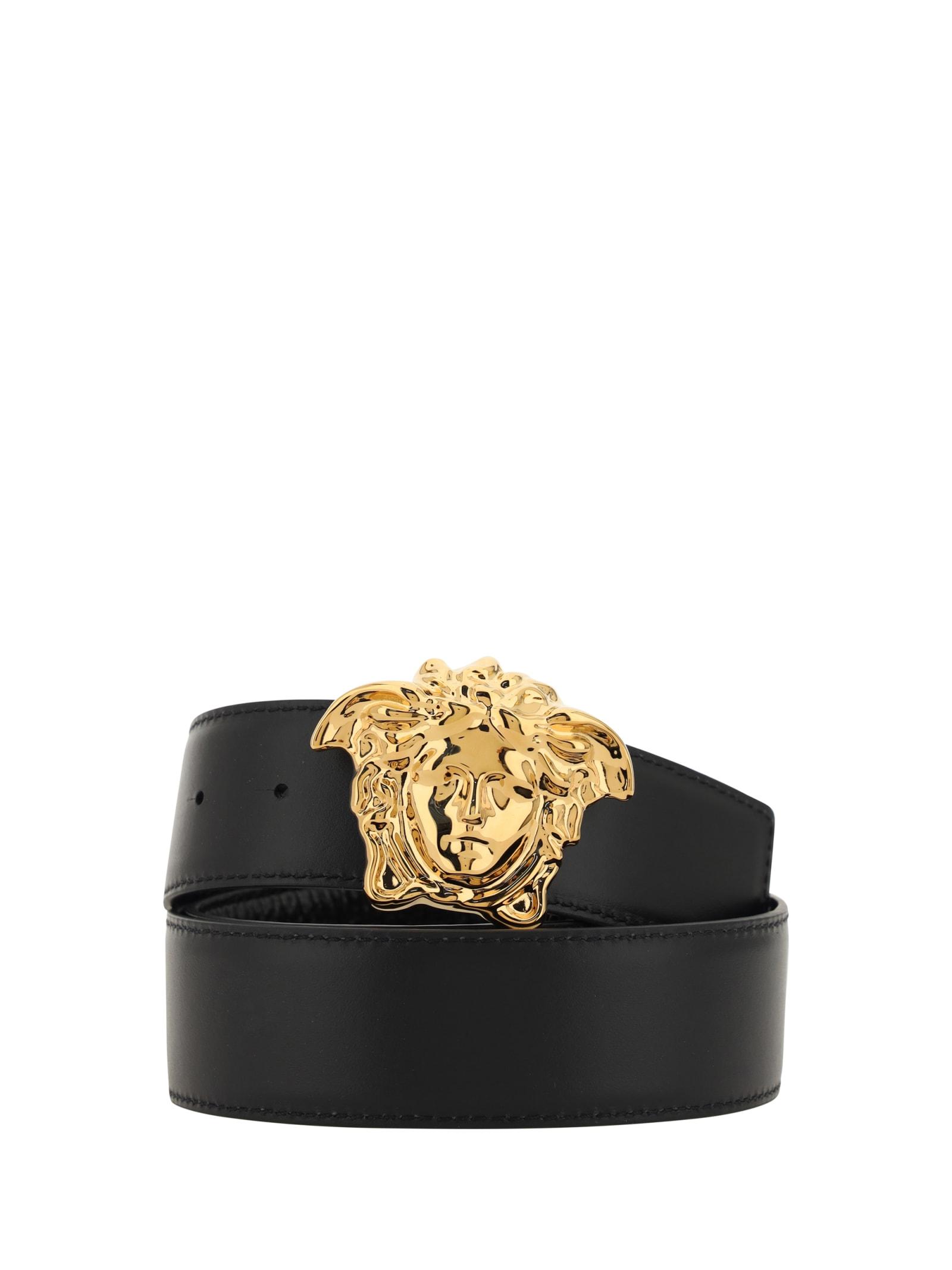 VERSACE La Medusa Leather Belt Man Belt Black Size 39.5 Calfskin Product Image