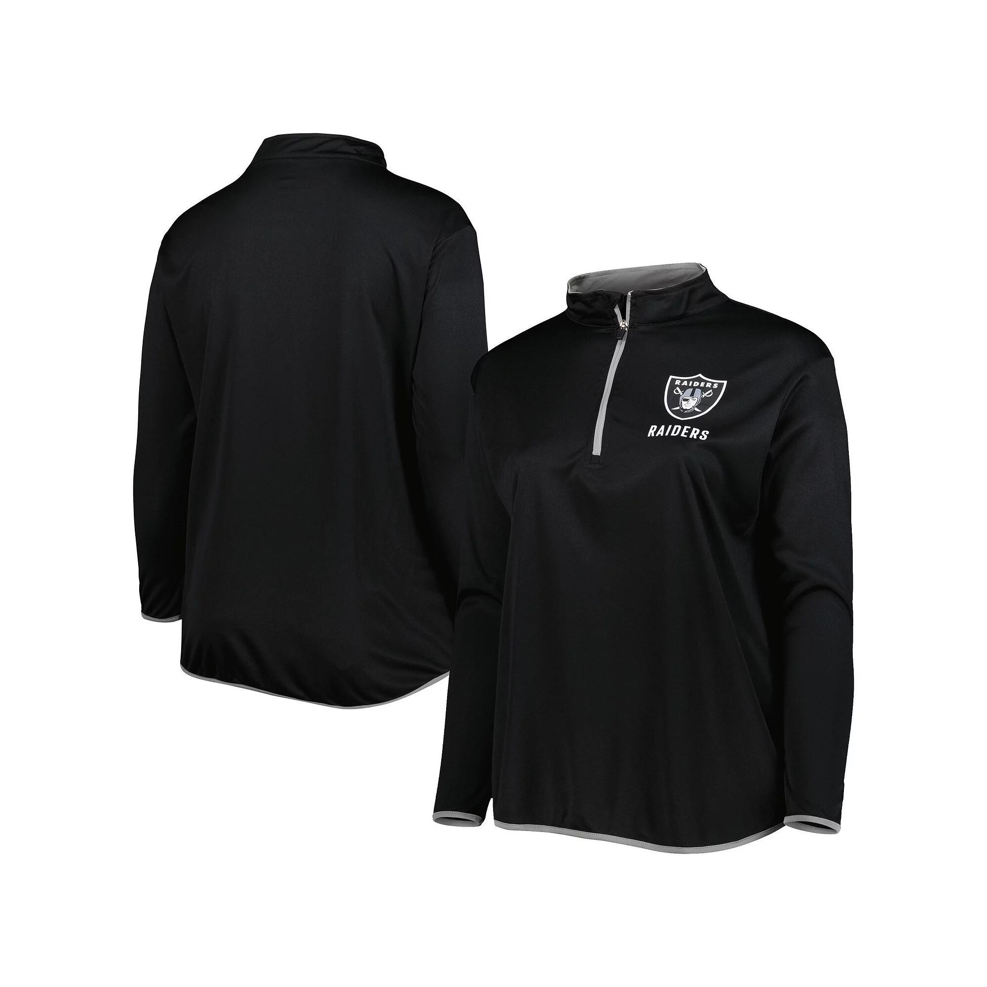 Women's Fanatics Branded Black Las Vegas Raiders Plus Size Worth the Drive Quarter-Zip Top, Size: 4XL, Lvr Black Product Image