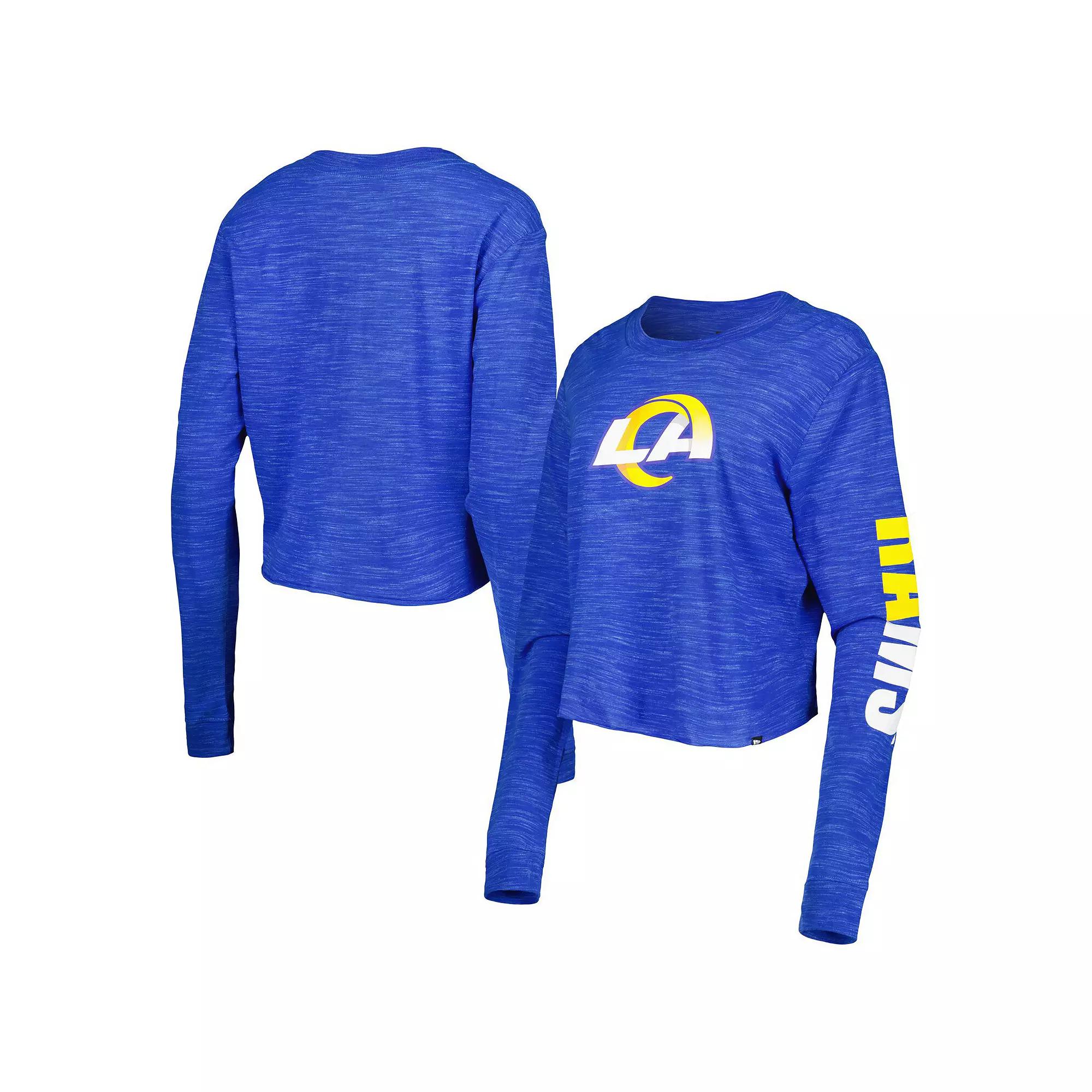 Women's New Era Royal Los Angeles Rams Crop Long Sleeve T-Shirt, Size: 2XL, Blue Product Image