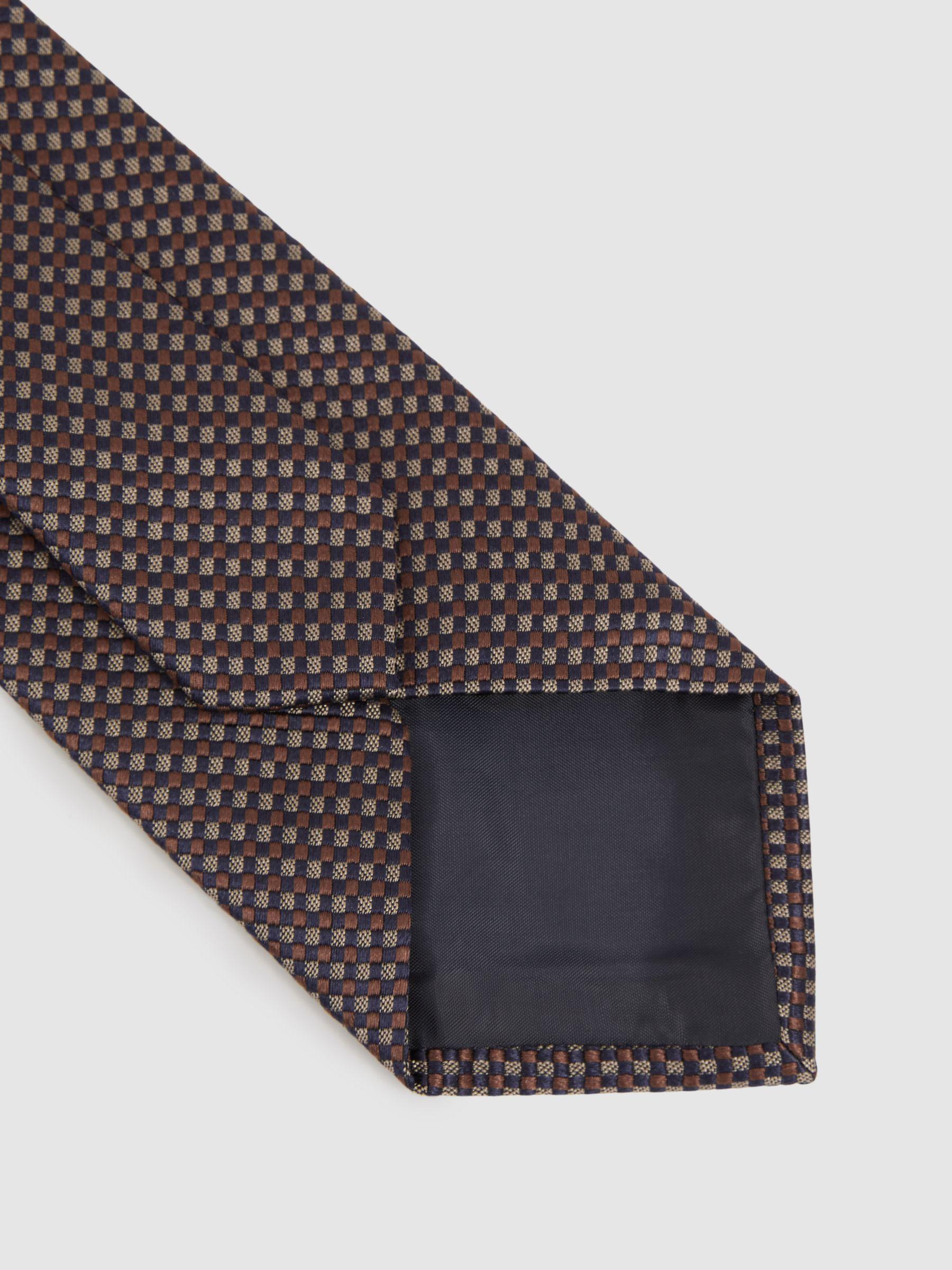Silk Blend Textured Weave Tie in Dark Brown Product Image