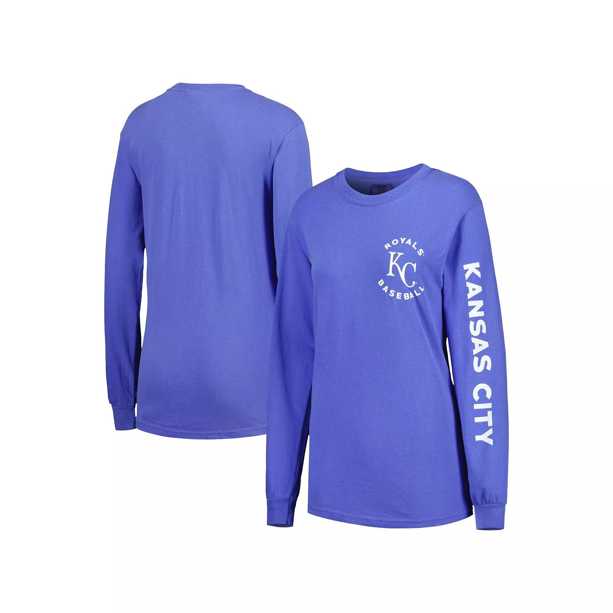 Women's Soft as a Grape Royal Kansas City Royals Team Pigment Dye Long Sleeve T-Shirt, Size: Medium, Blue Product Image
