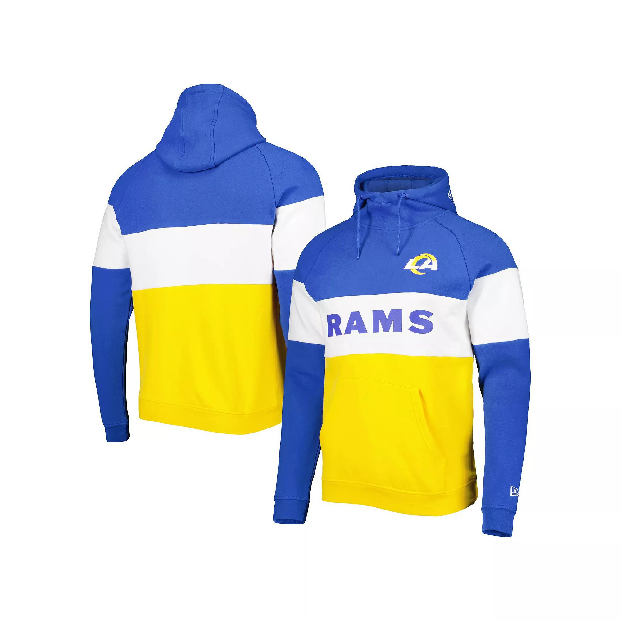 Men's New Era Gold/Royal Los Angeles Rams Colorblock Current Pullover Hoodie, Size: XL Product Image