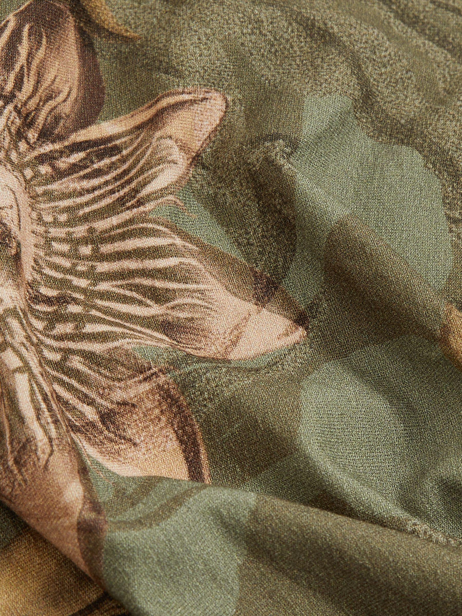 Reiss | NYBG Floral Ruched Jersey Dress in Khaki Product Image